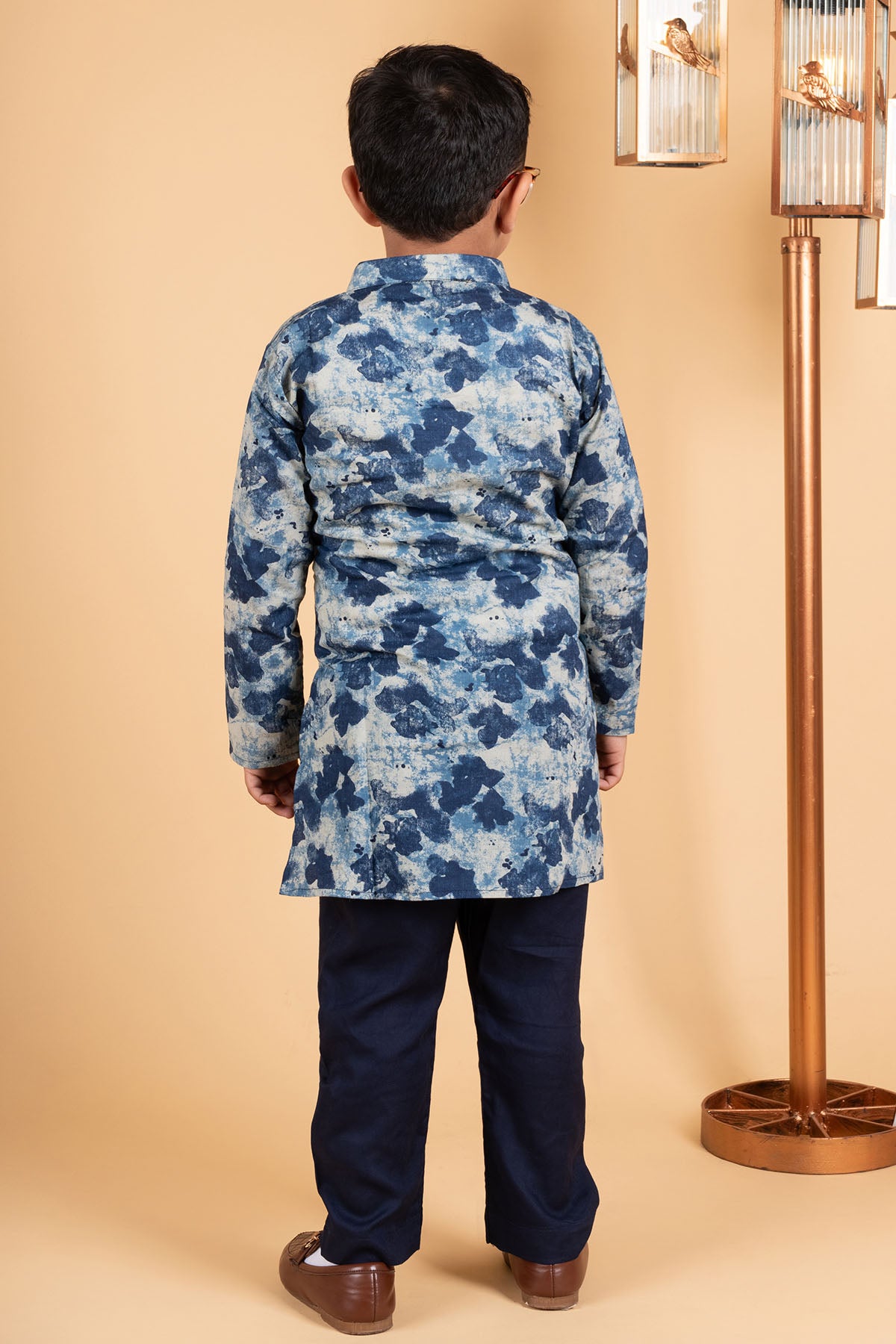 Blue & Black Cotton Kurta Set