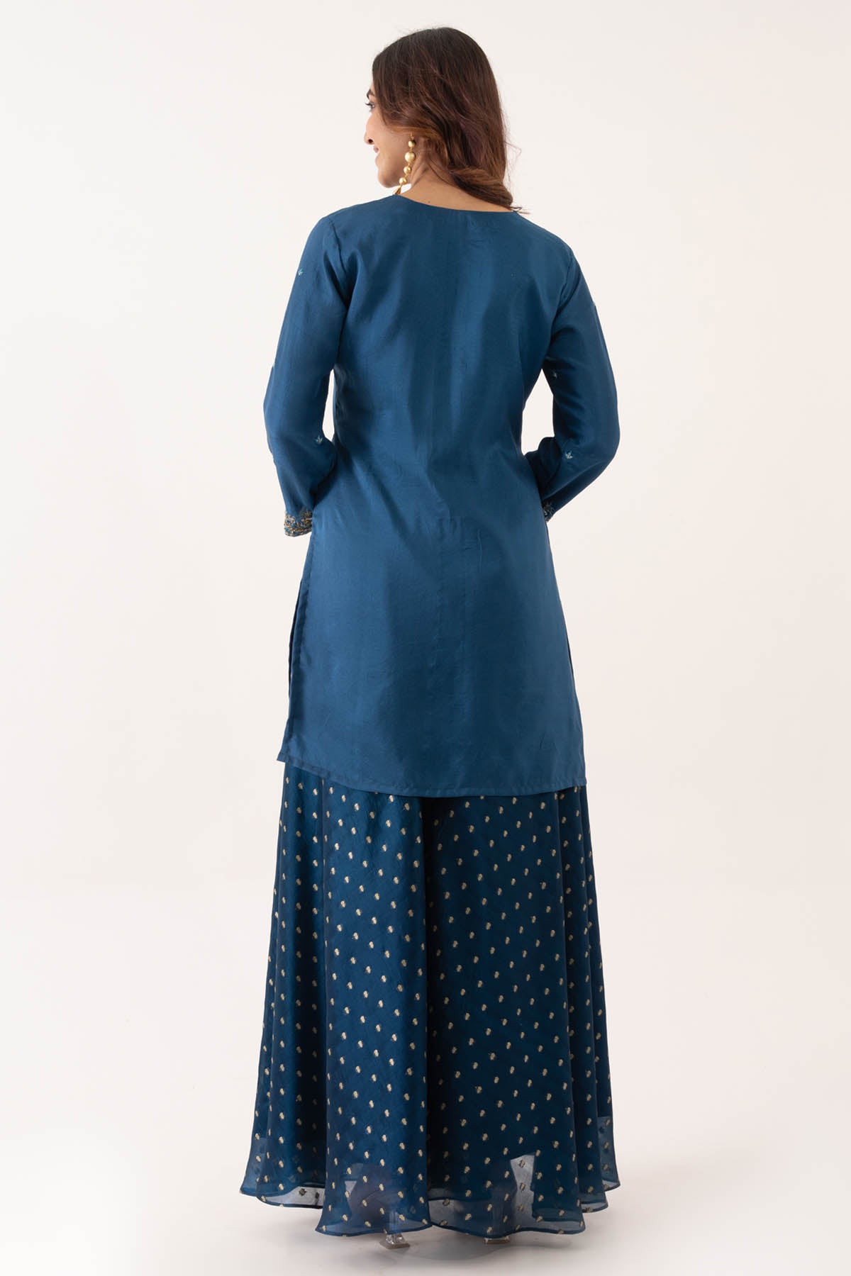 Blue Booti Chanderi Kurta Set