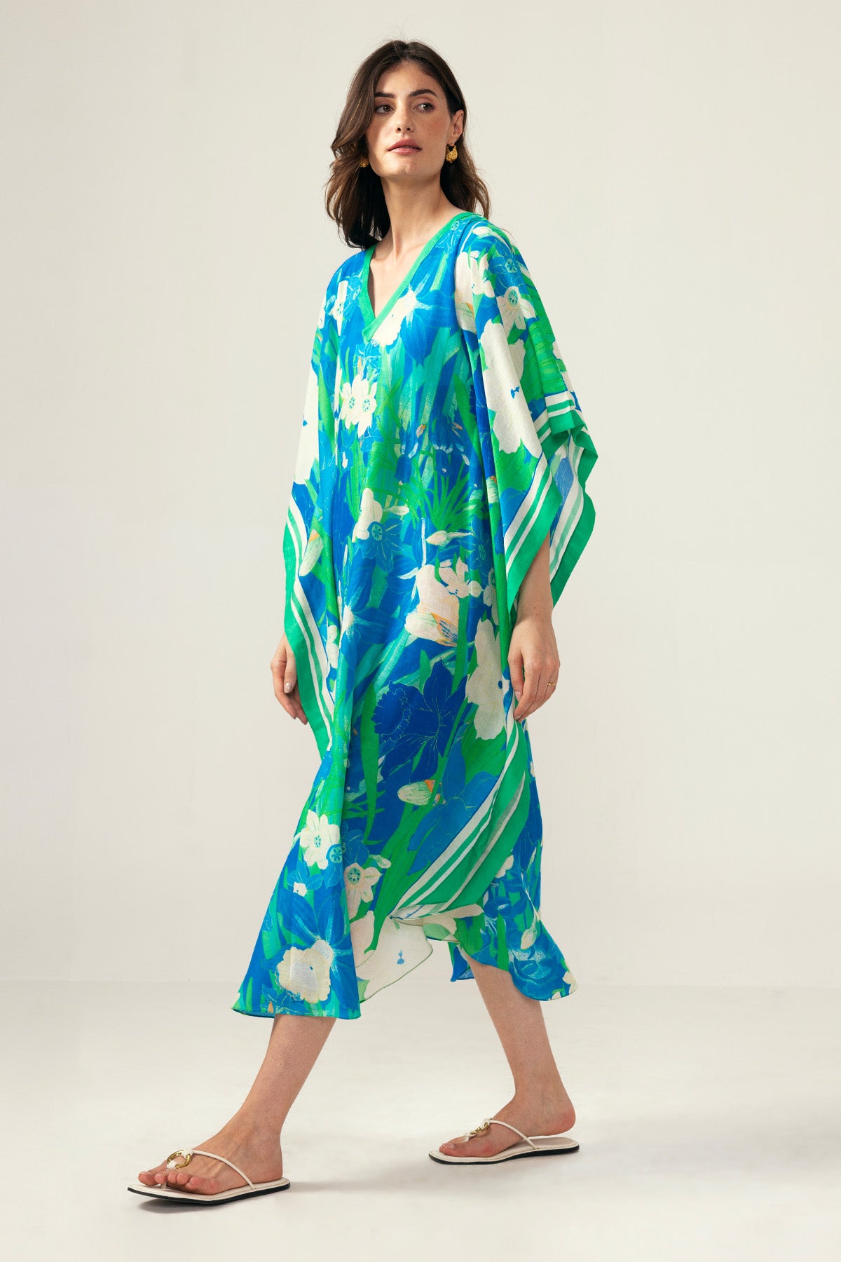 Blue Botanical Printed Kaftan