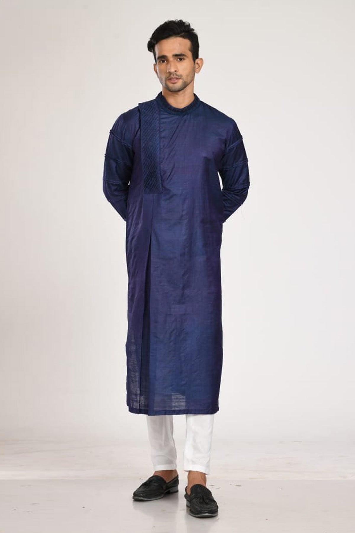 Blue Box Pleated Kurta Set