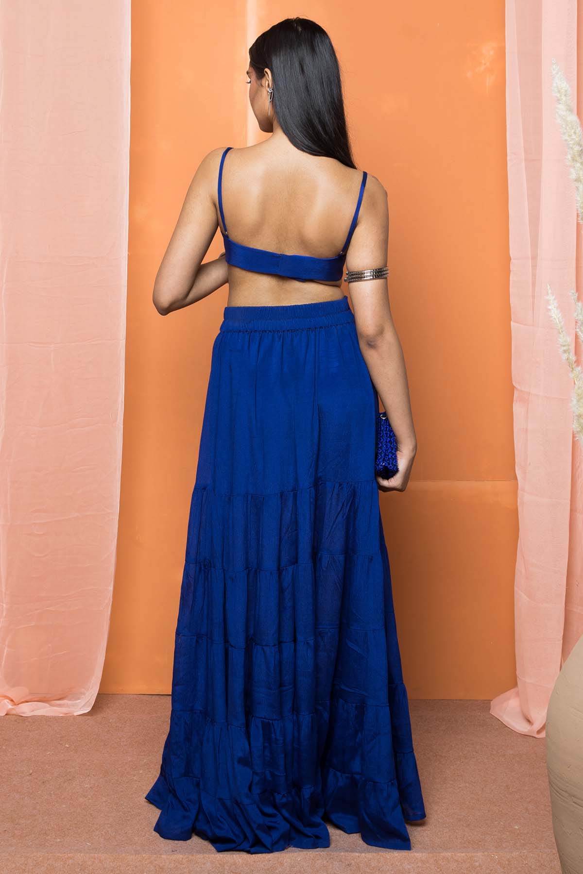 Blue Bralette & Tiered Skirt