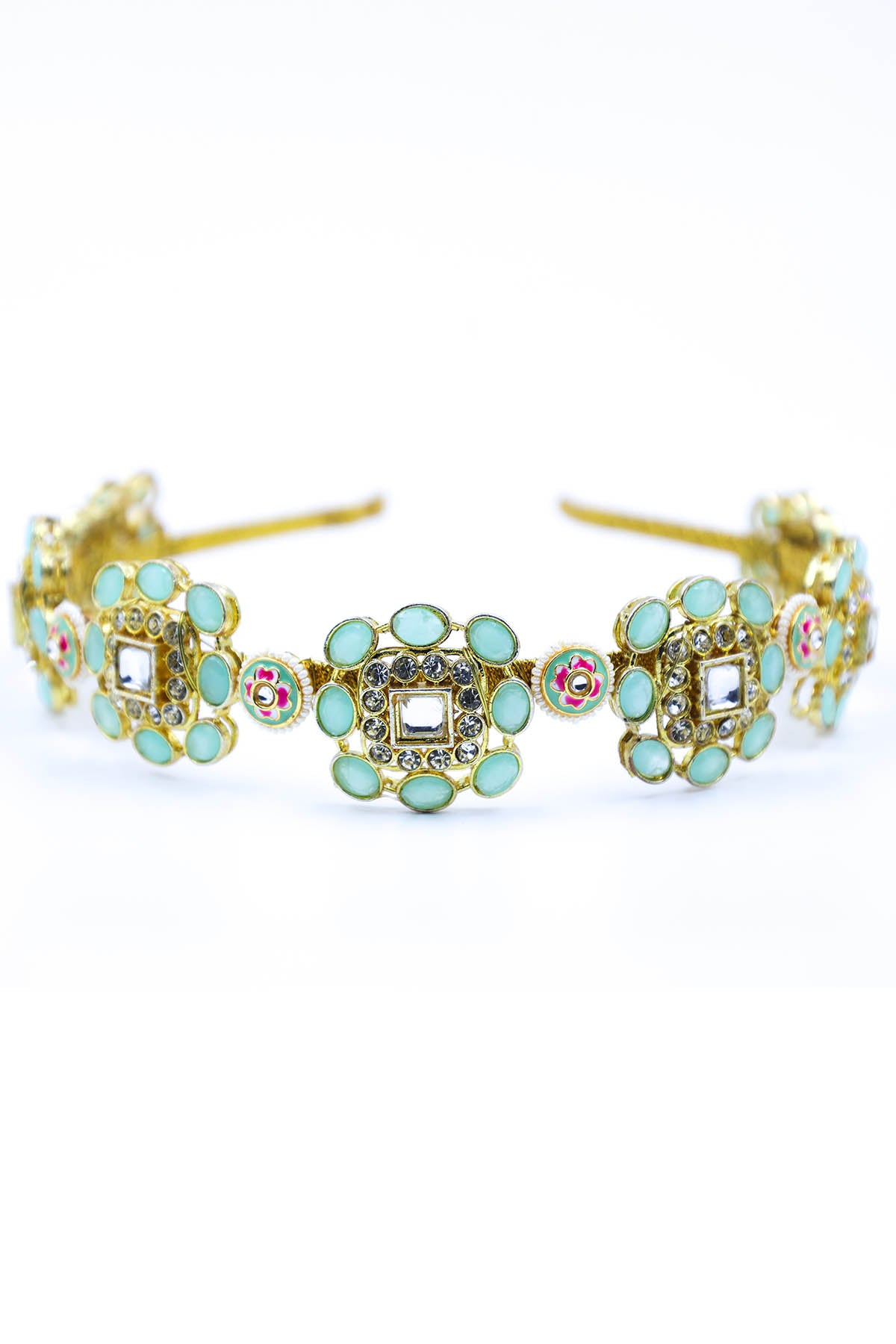 Blue Broach Embellished Hairband