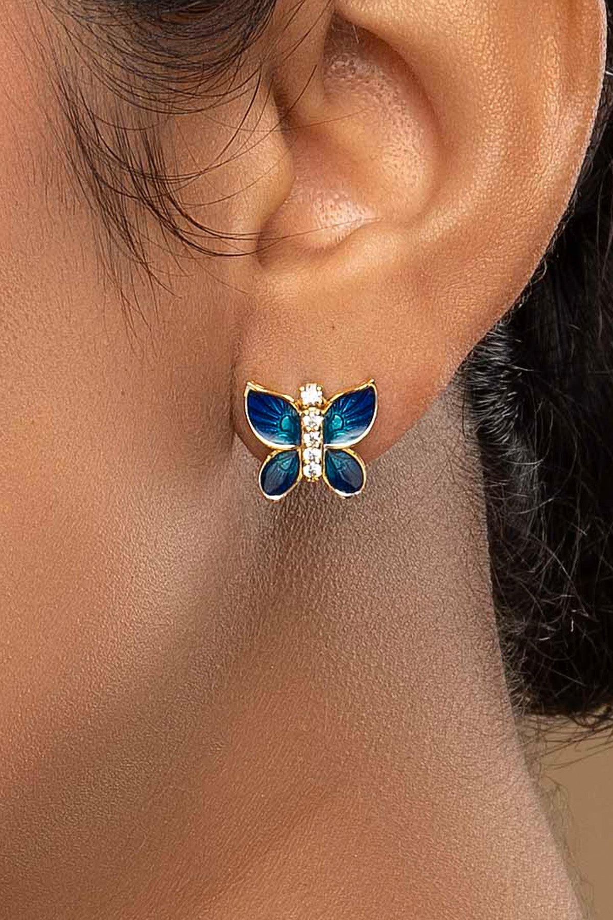 Buy Blue Butterfly Diamond Studs for women by Sica online available at scrollnshops