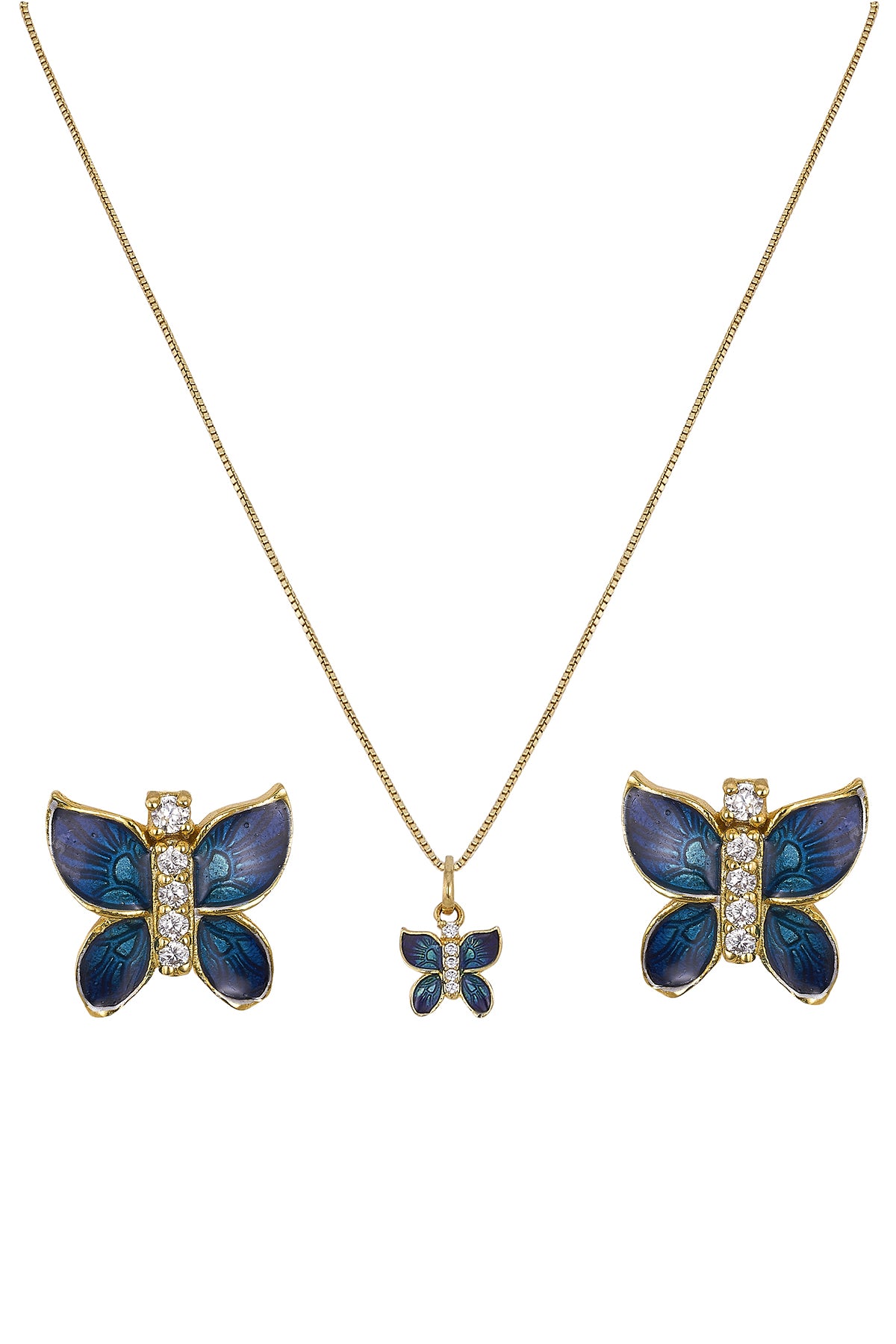 Blue Butterfly Pendant Earrings