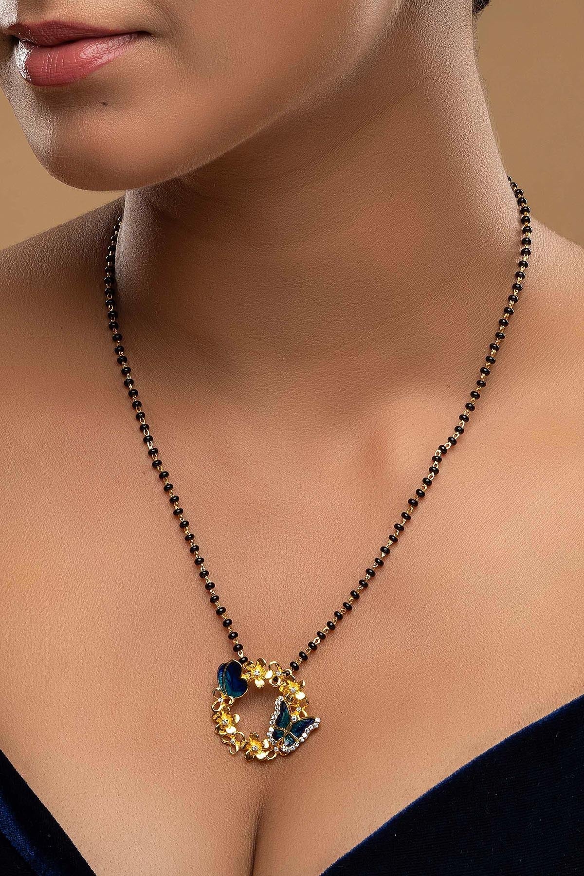 Buy Blue Butterfly Ring Mangalsutra for women by Sica online available at scrollnshops