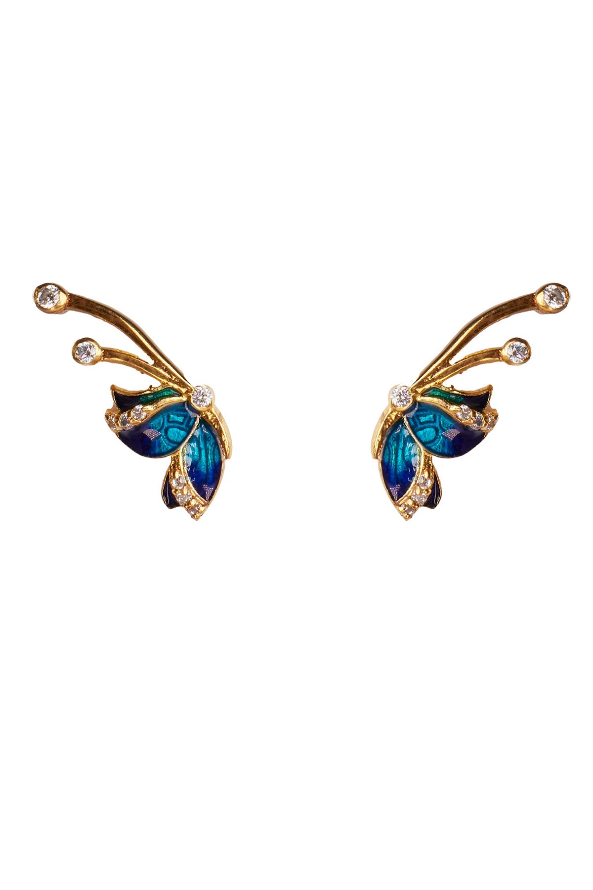 Buy Blue Butterfly Stud Earrings by Sica for women online at ScrollnShops