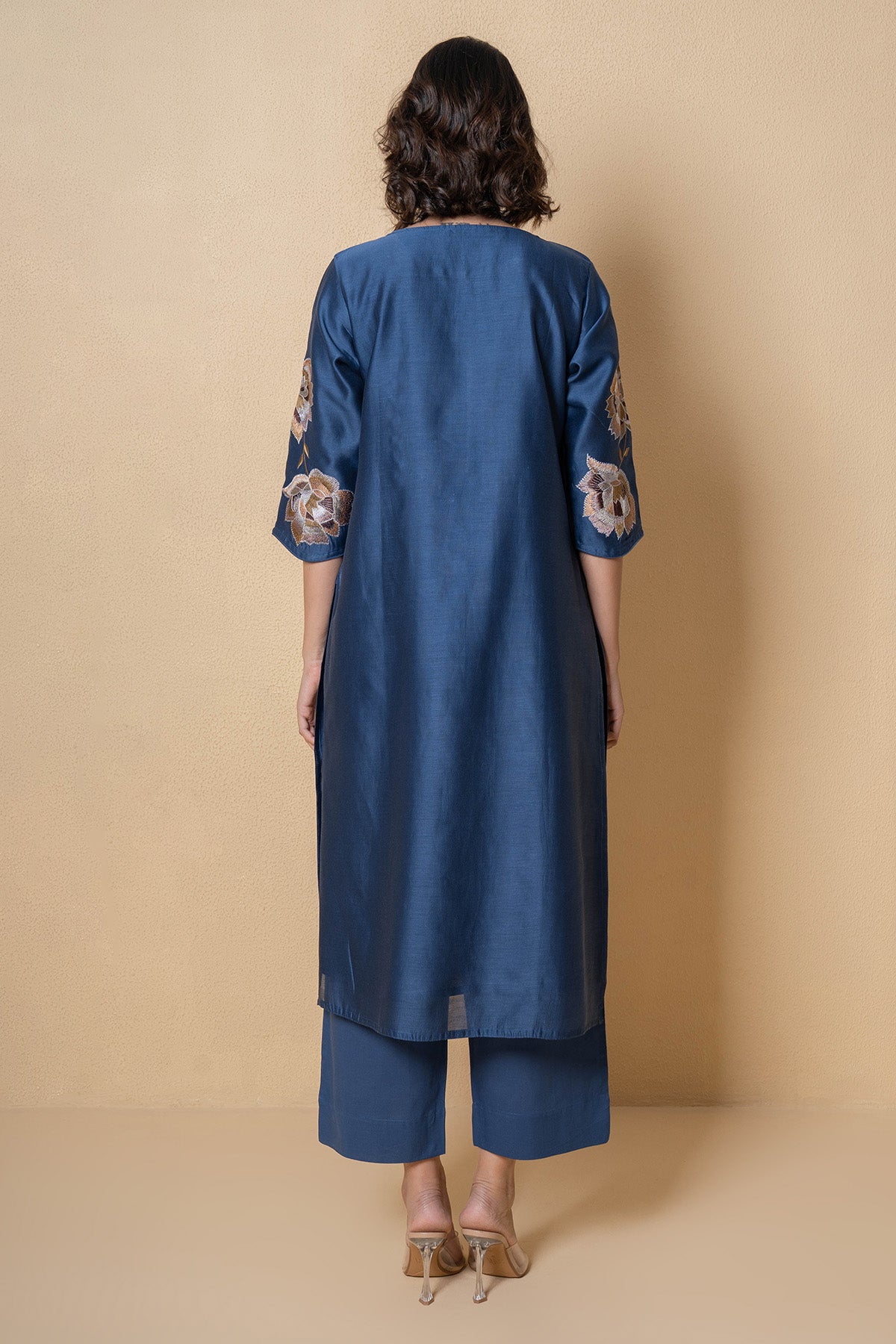 Blue Chanderi Kurta And Pants