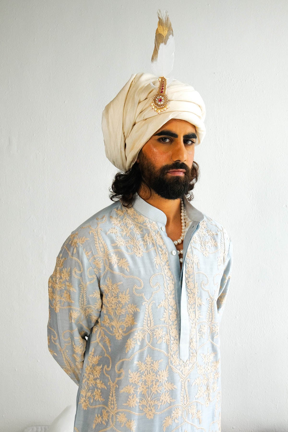 Blue Chanderi Kurta & Pyjama