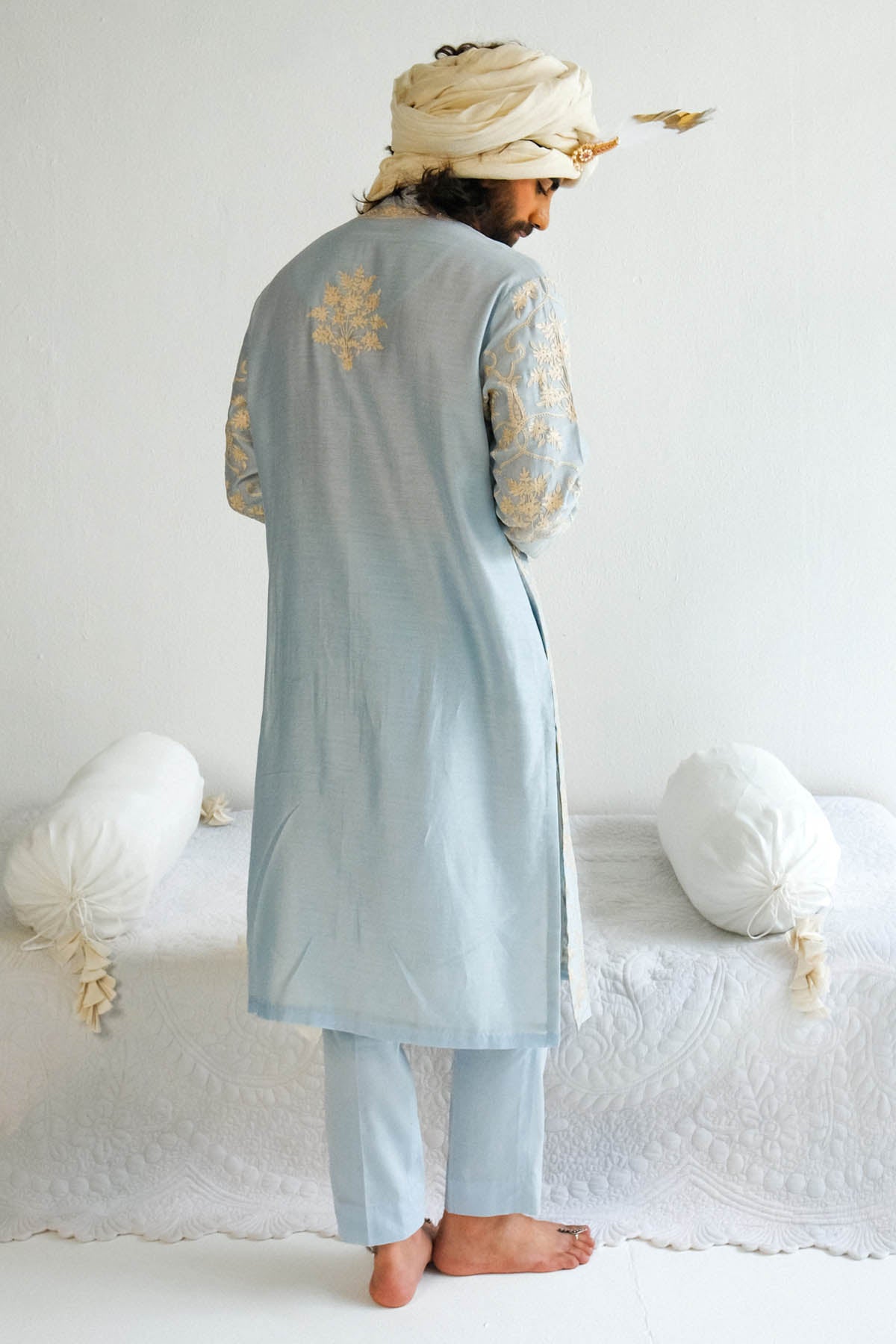 Blue Chanderi Kurta & Pyjama
