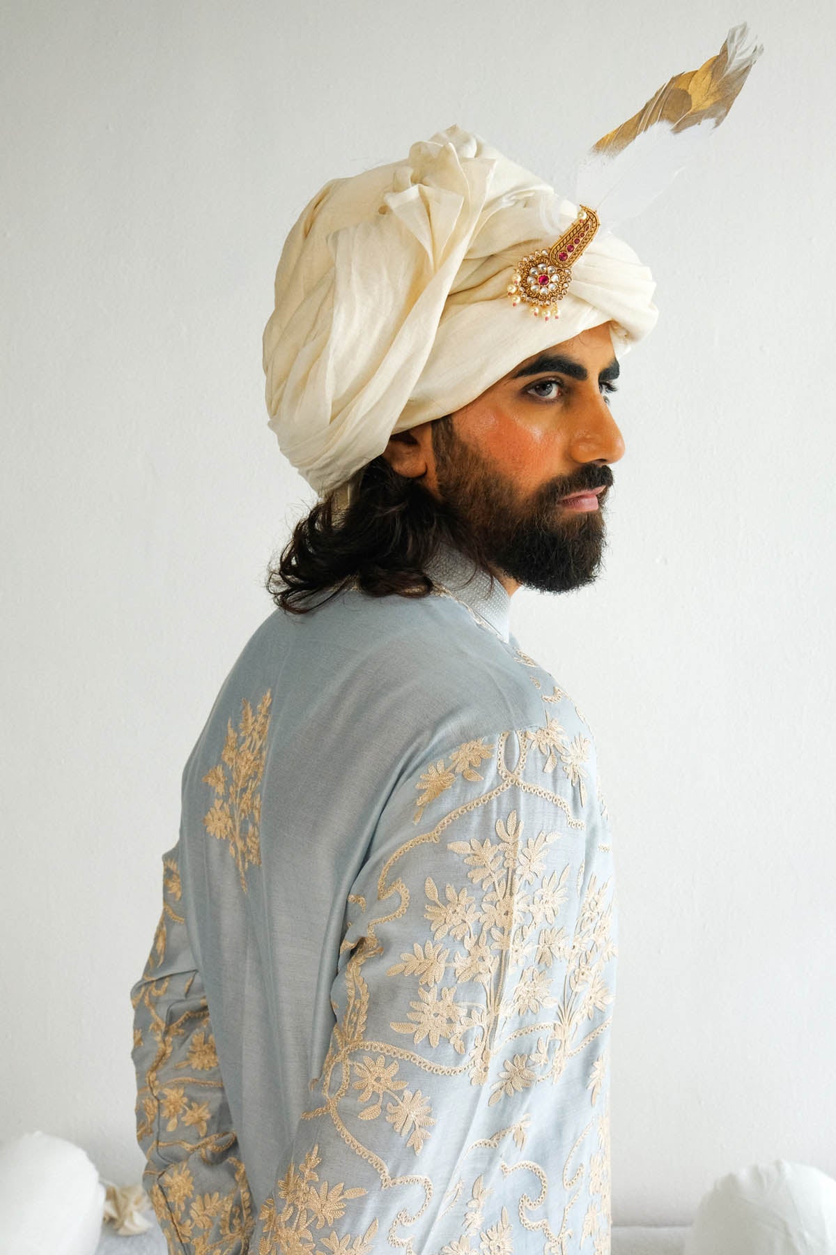 Blue Chanderi Kurta & Pyjama