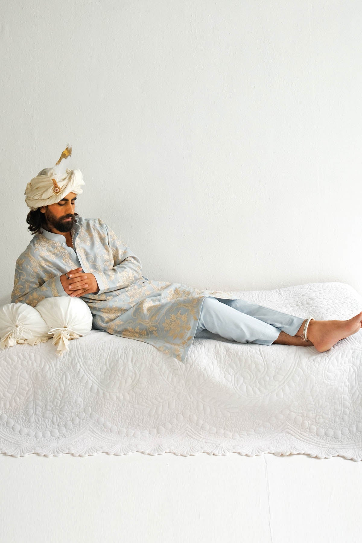 Blue Chanderi Kurta & Pyjama