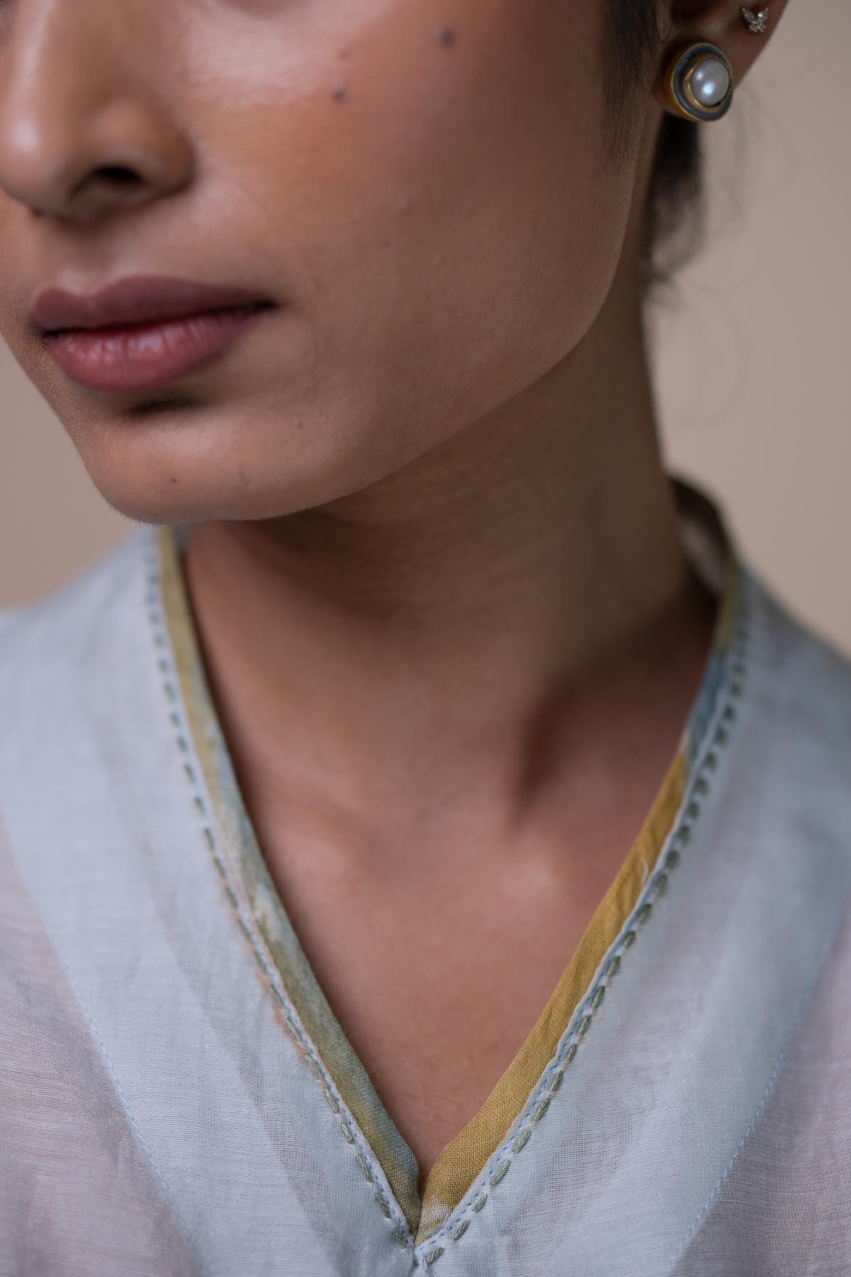 Buy Blue Chanderi Pleated Shirt by Lafaani for women online at ScrollnShops