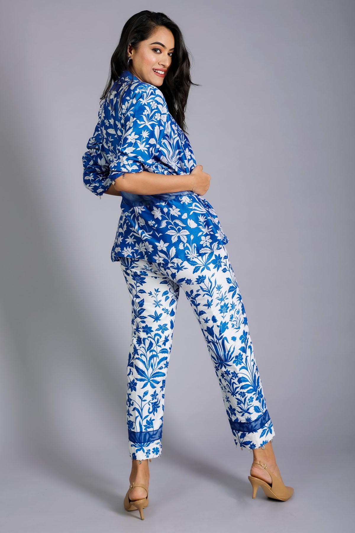 Blue Chanderi Print Co-ord Set