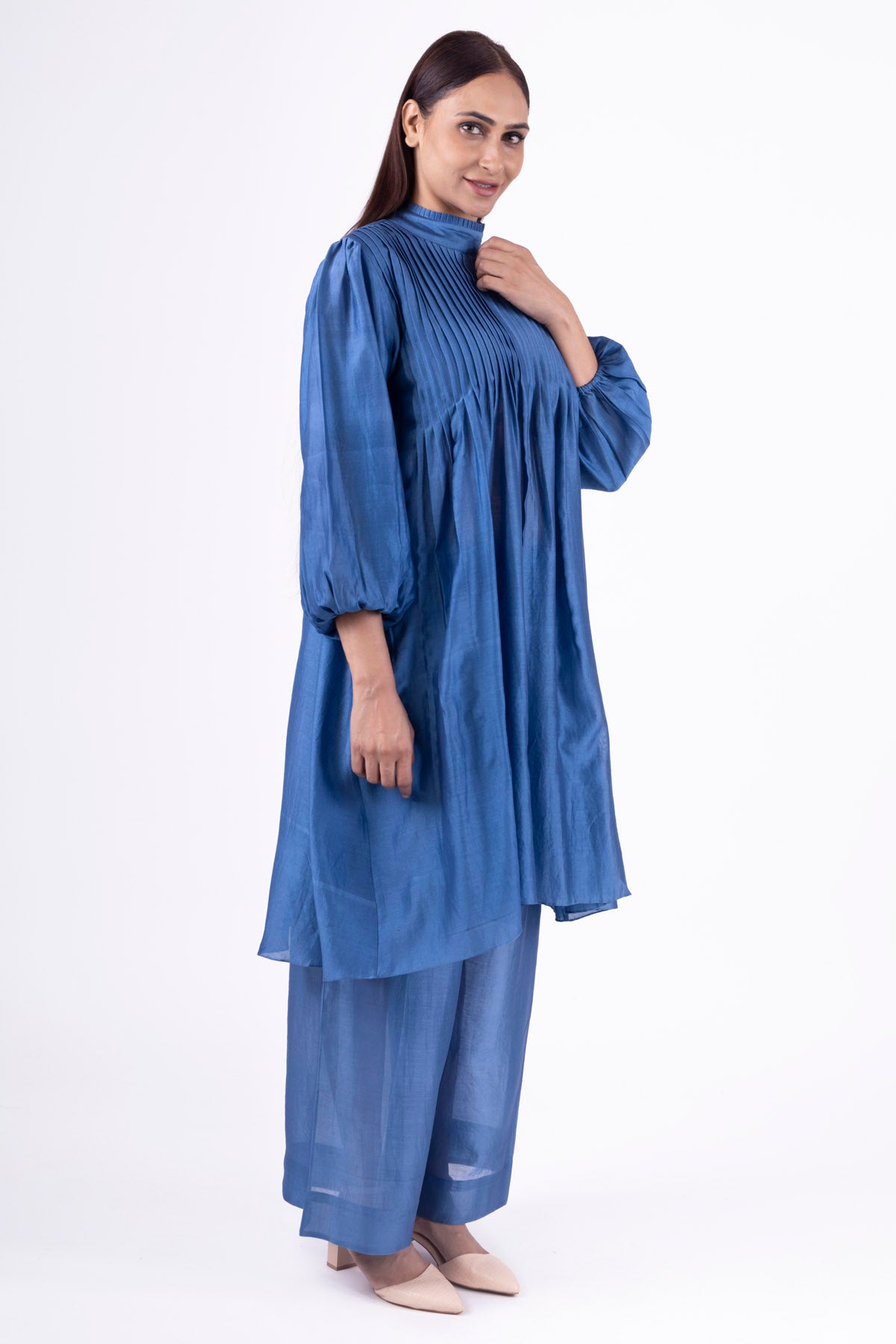 Blue Chanderi Silk Kurta & Pants