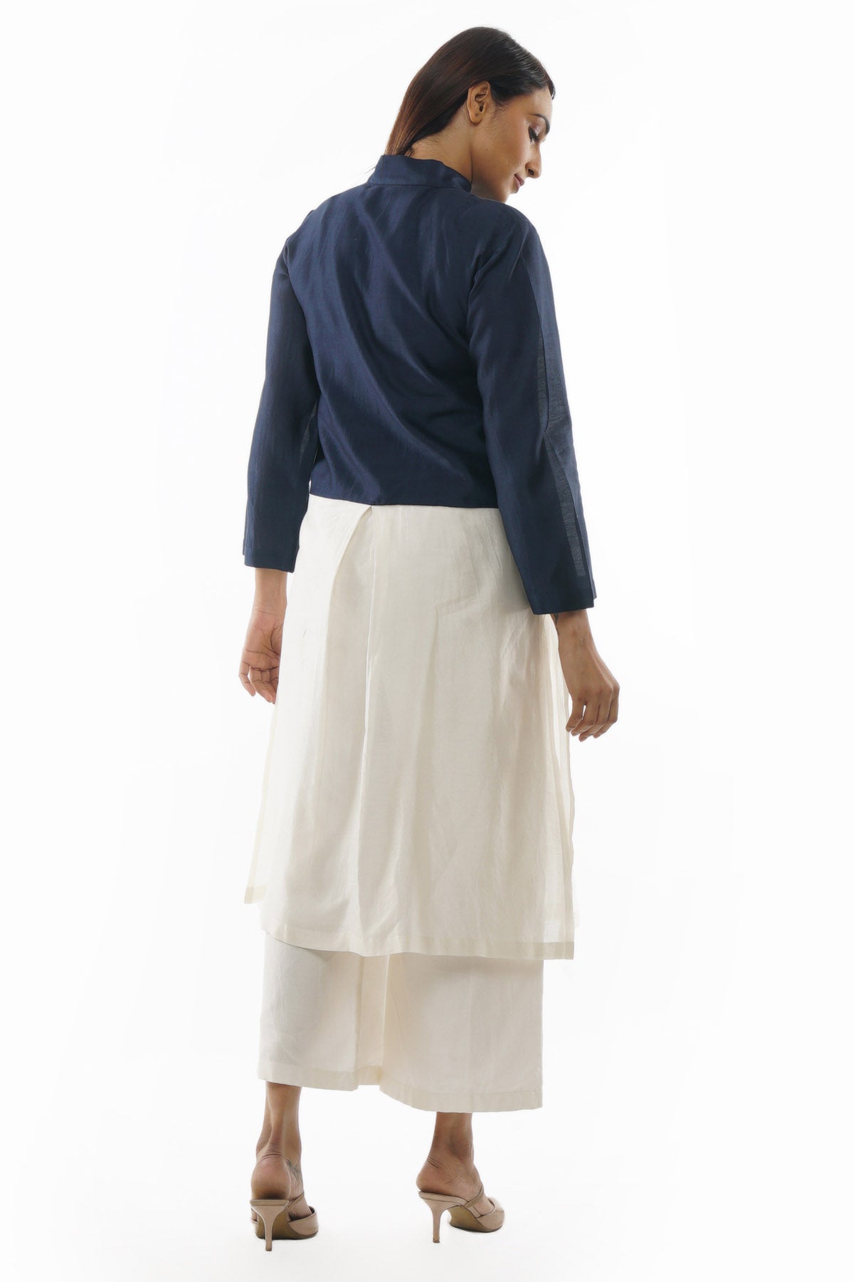 Navy Blue Chanderi Kurta Set