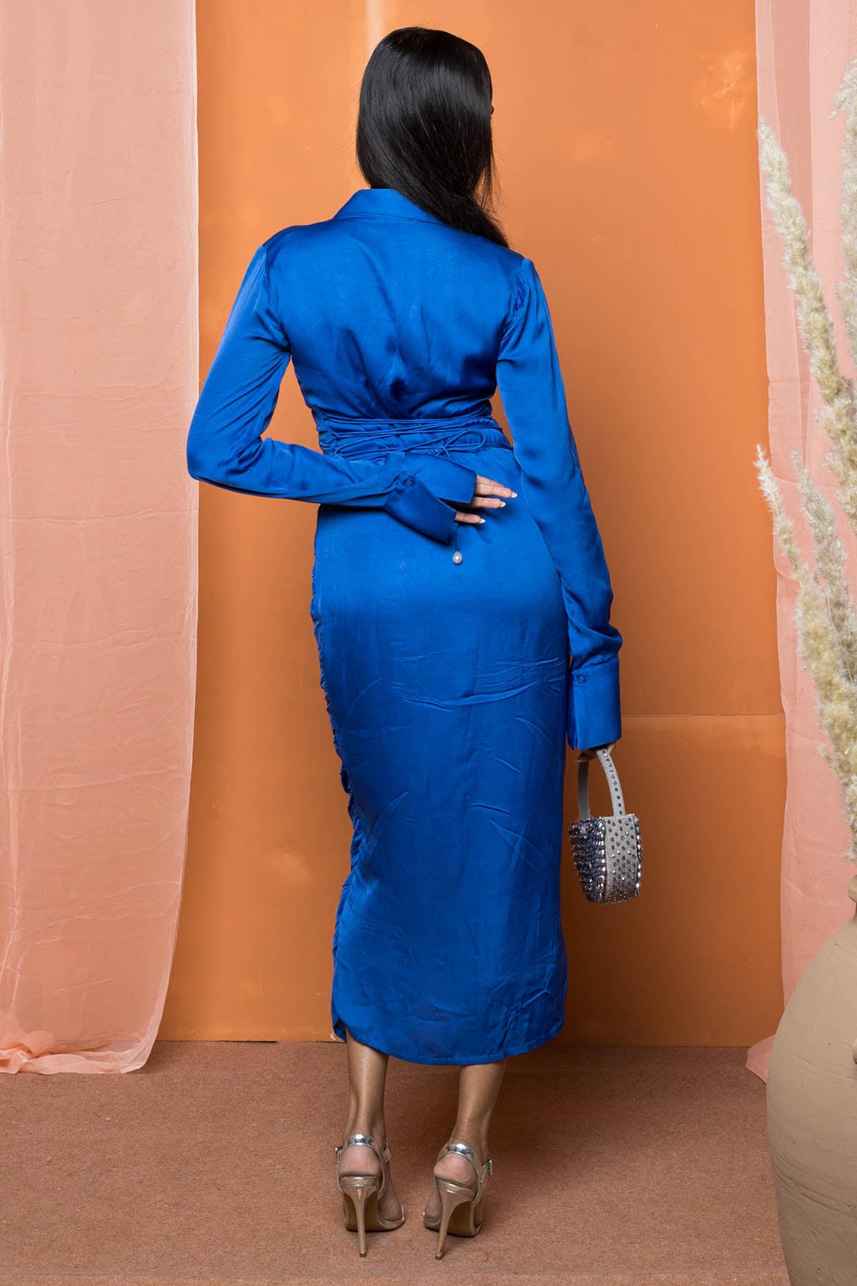 Blue Collar Midi Shirt Dress