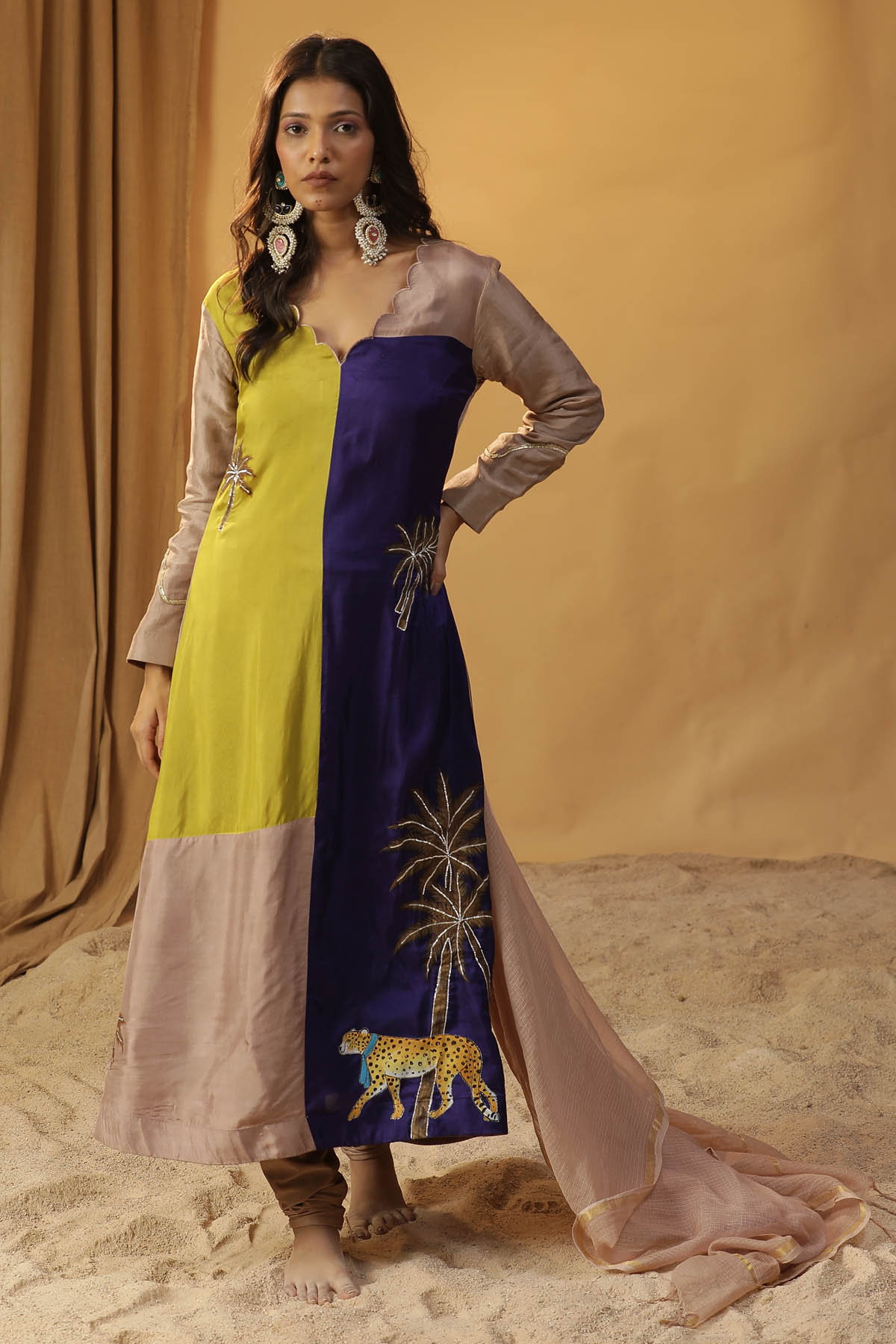 Arpita Sulakshana Blue Colorblock Print Kurta Set for women online at ScrollnShops