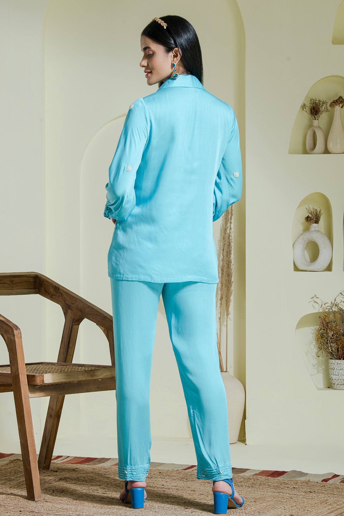 Blue Cotton Beads Co-ord Set