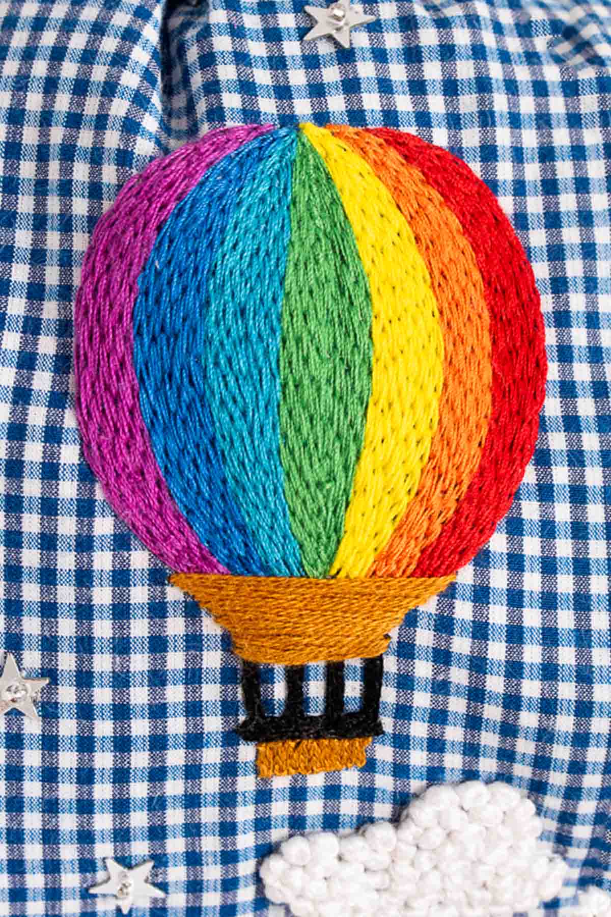 Blue Cotton Checkered Headband