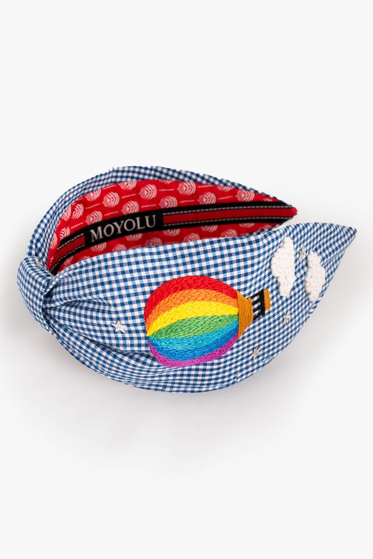 Moyolu Blue Cotton Checkered Headband Accessories online at ScrollnShops