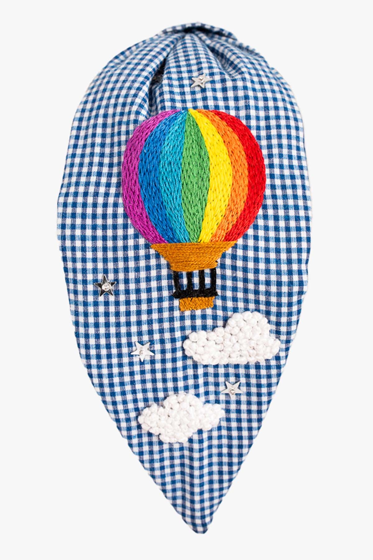 Blue Cotton Checkered Headband