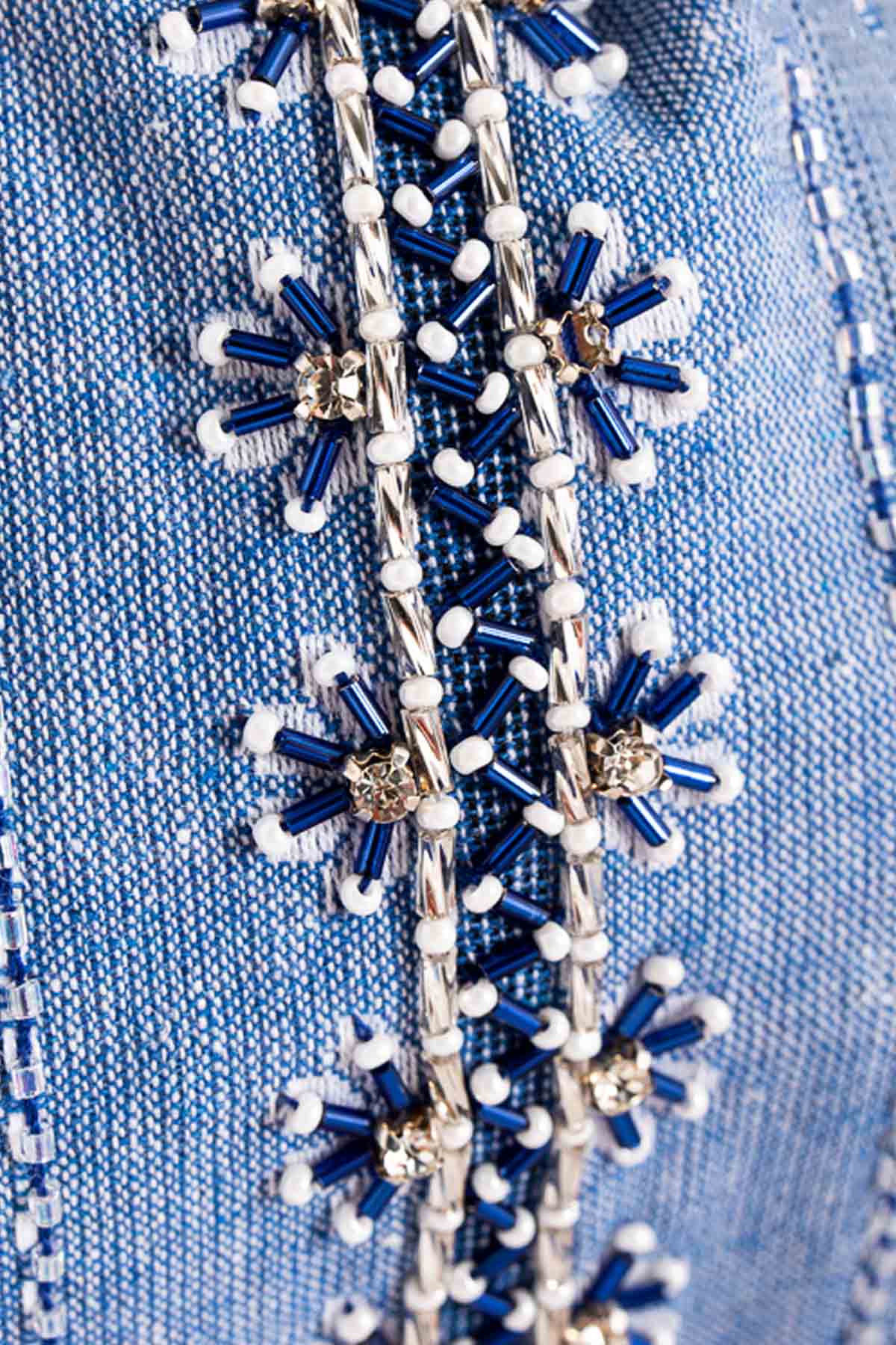 Blue Cotton Embellished Headband
