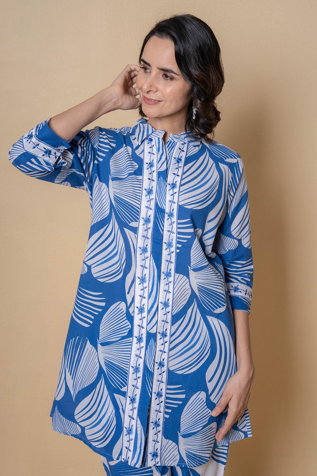 Blue Cotton Kurta And Pants