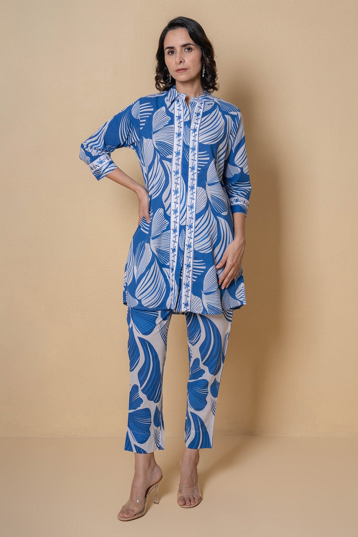 Buy Blue Cotton Kurta And Pants for Women Online at ScrollnShops