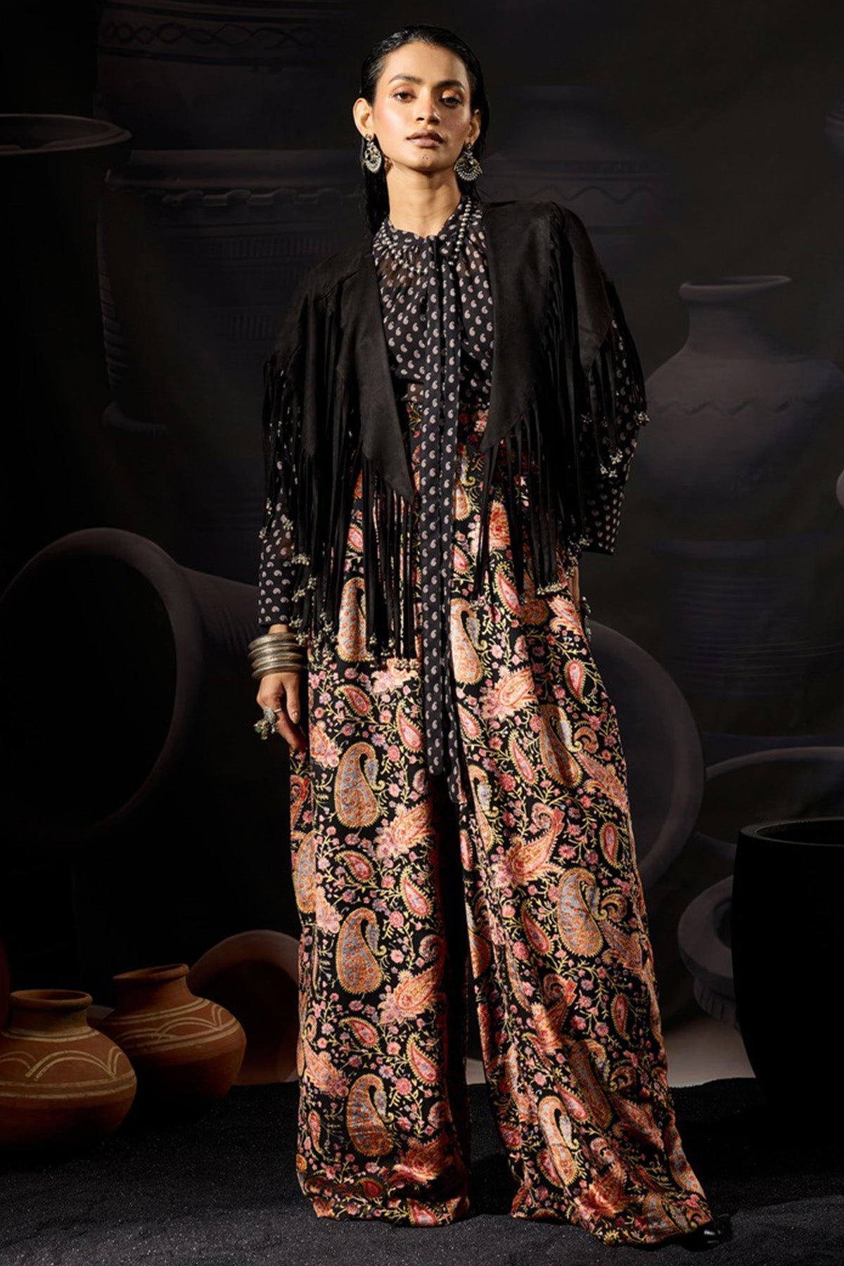 Buy Blue Cotton Paisley Trousers for women by ADK online available at scrollnshops