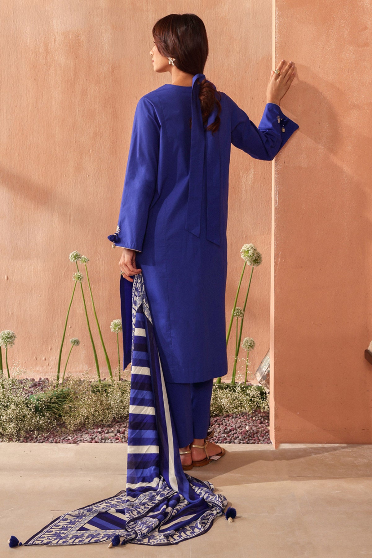 Blue Cotton Poplin Kurta Set