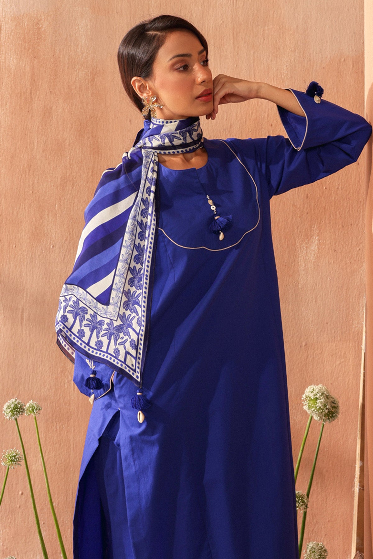 Blue Cotton Poplin Kurta Set