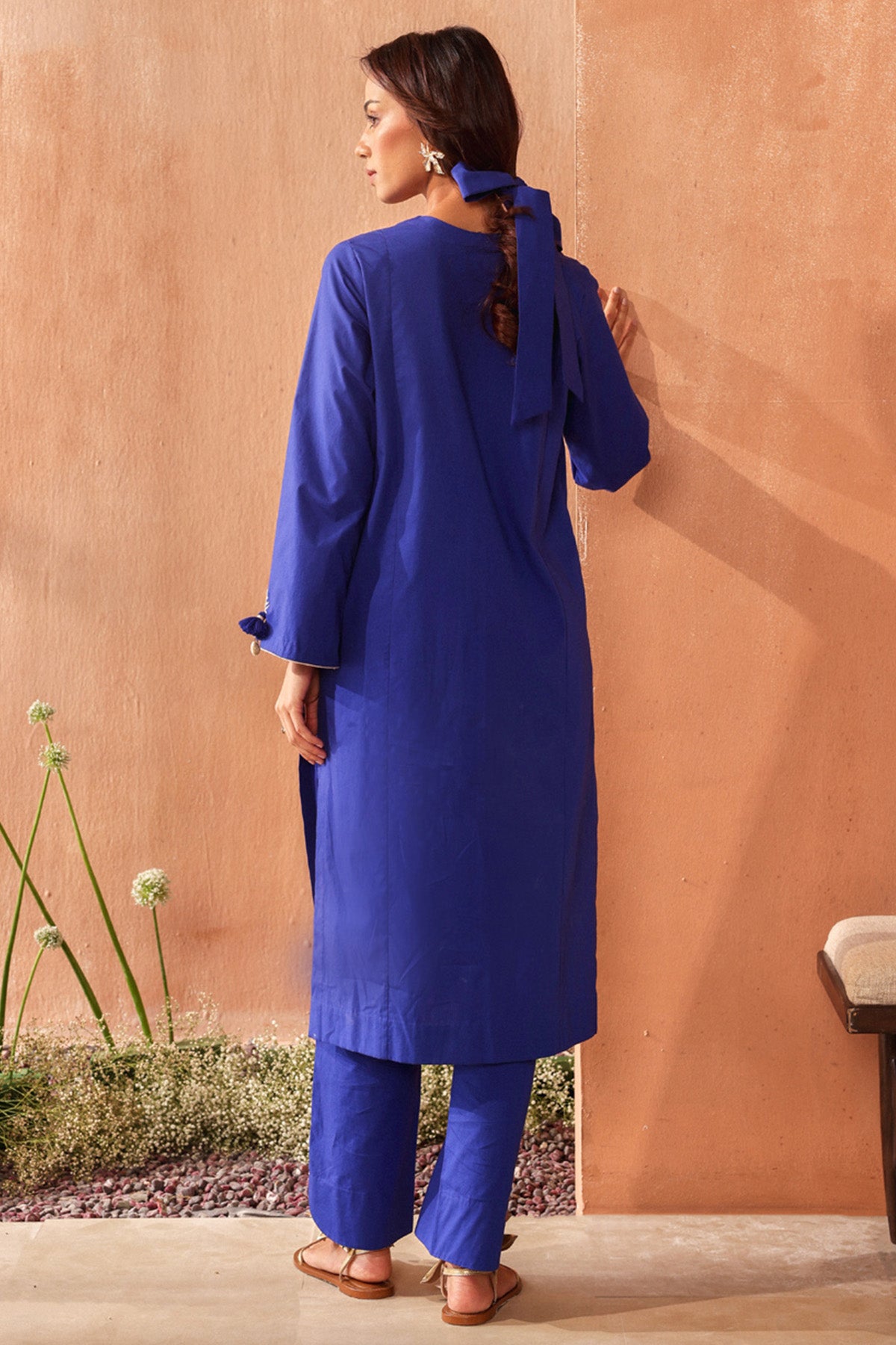 Blue Cotton Poplin Kurta Set