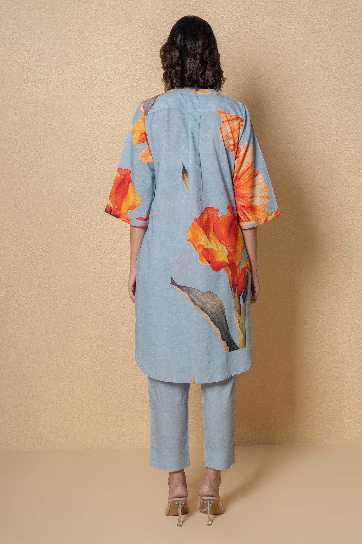 Blue Cotton Print Kurta Set