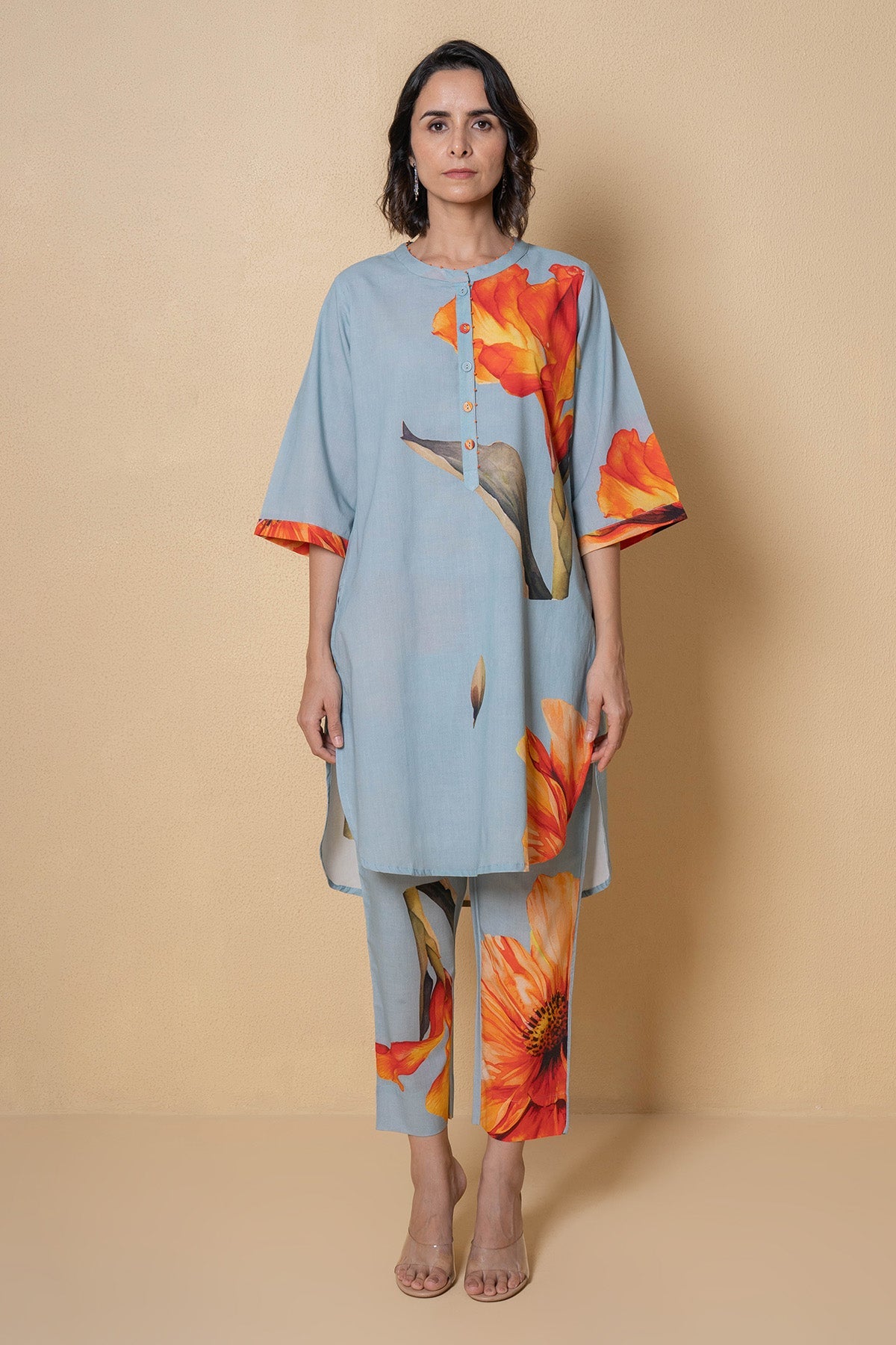 Buy Blue Cotton Print Kurta Set for Women Online at ScrollnShops