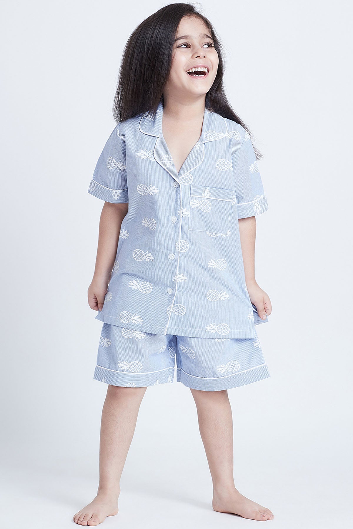 Buy Blue Cotton Print Sleepwear Online