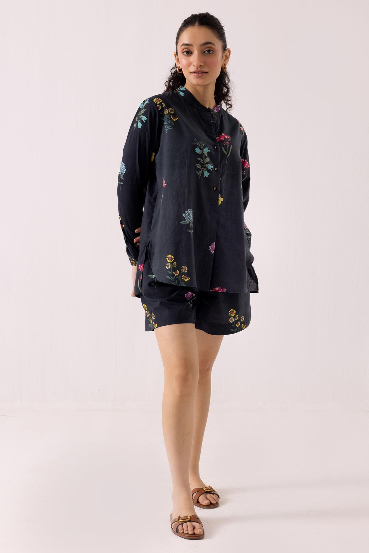 Label Shreya Sharma Blue Cotton Printed Co-ord Set for women online at ScrollnShops