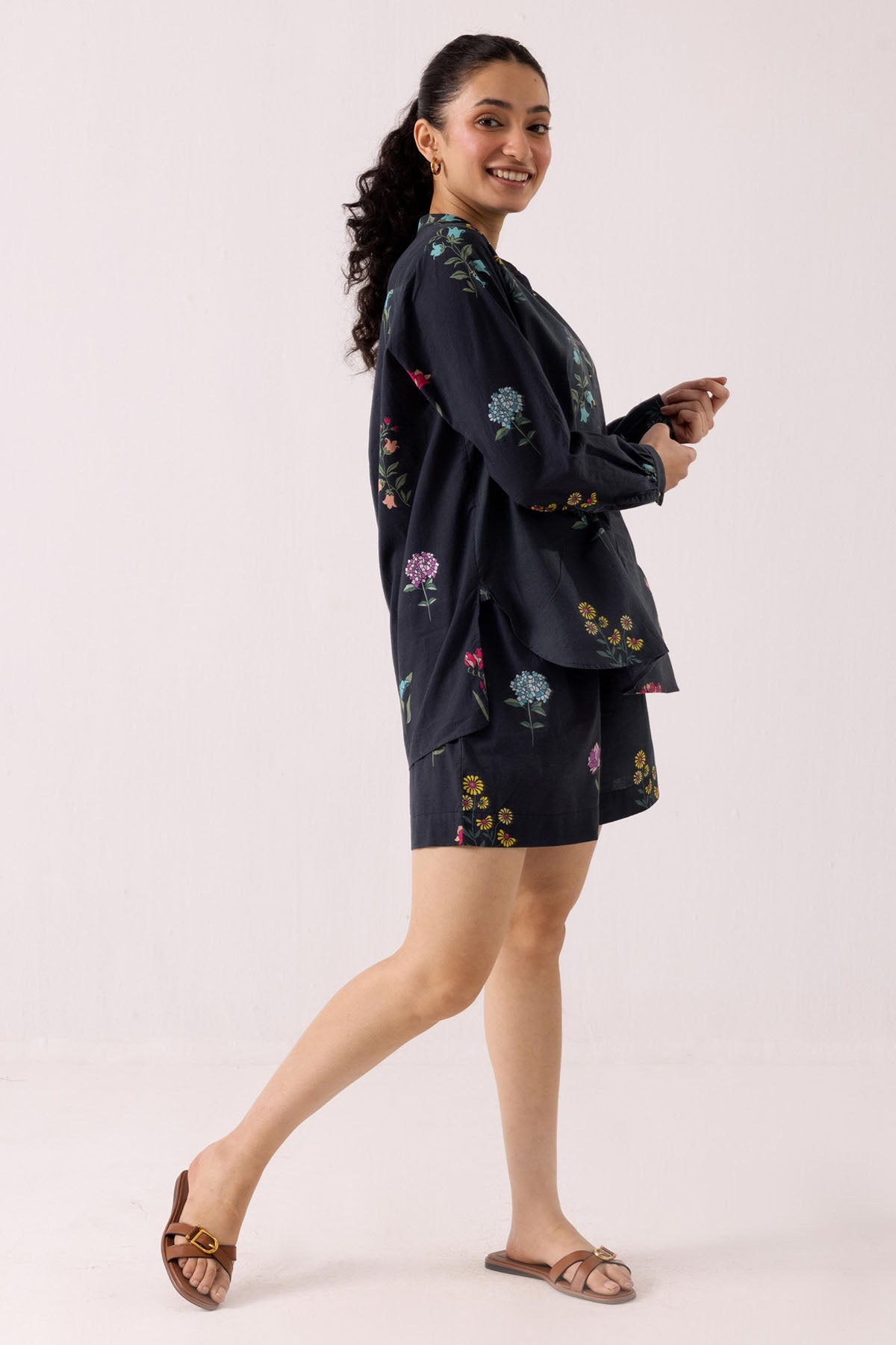 Blue Cotton Printed Co-ord Set