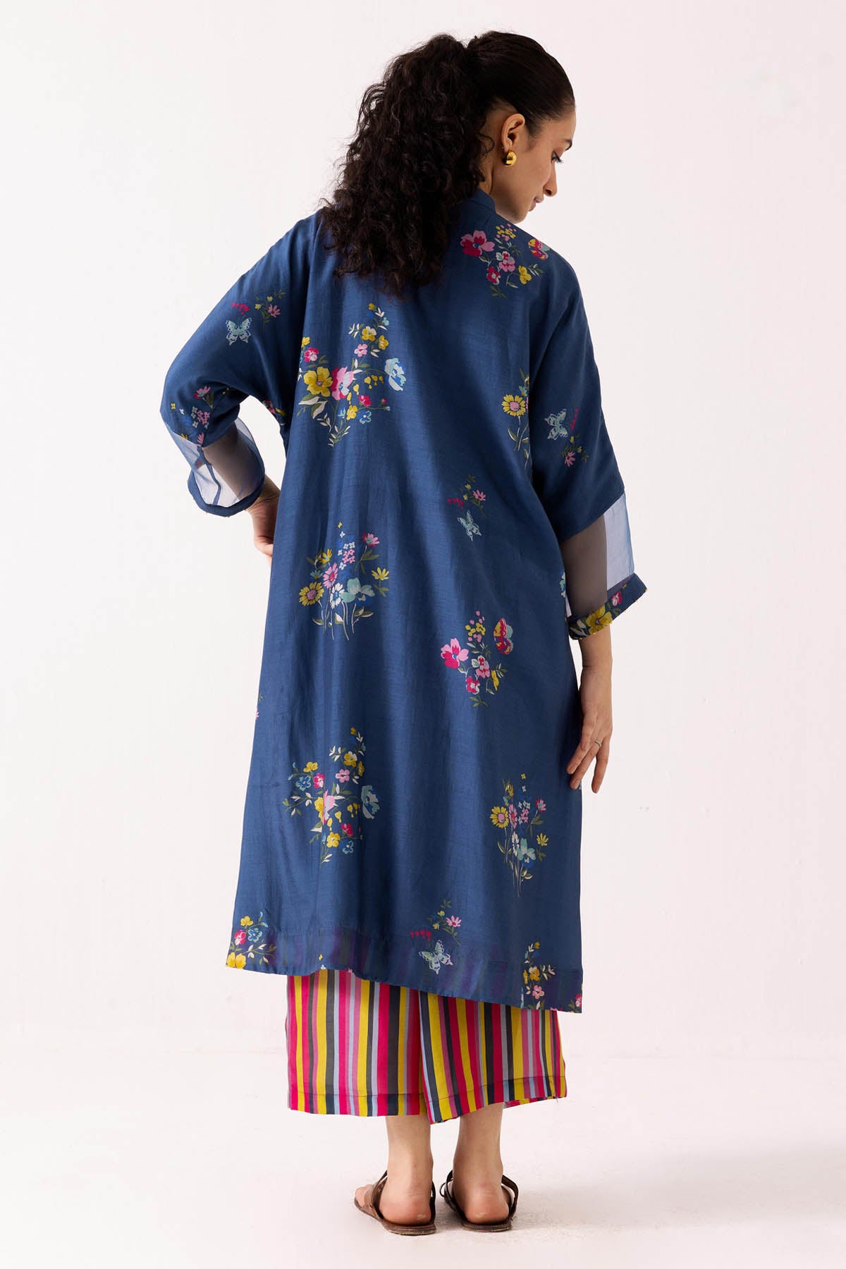Blue Cotton Silk Palazzo Set