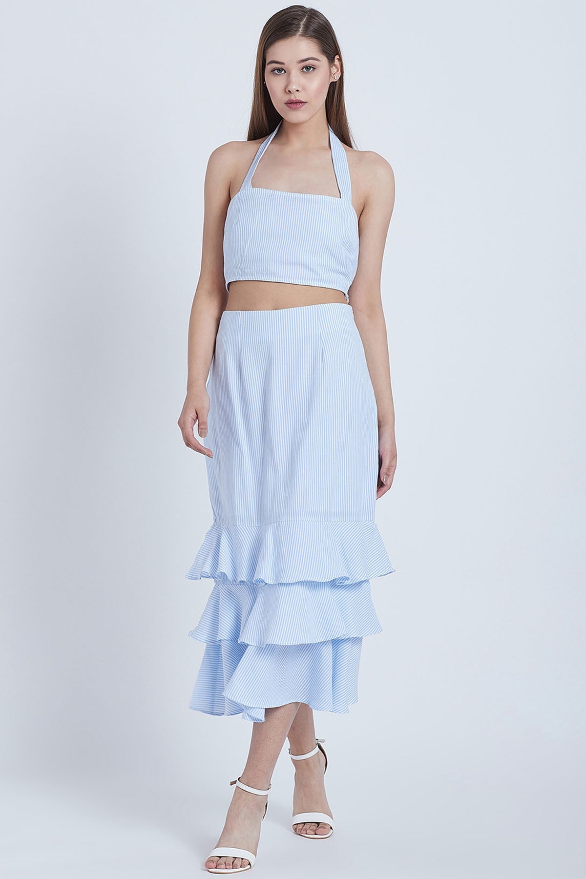 Buy Blue Cotton Tiered Co-ord Set Online