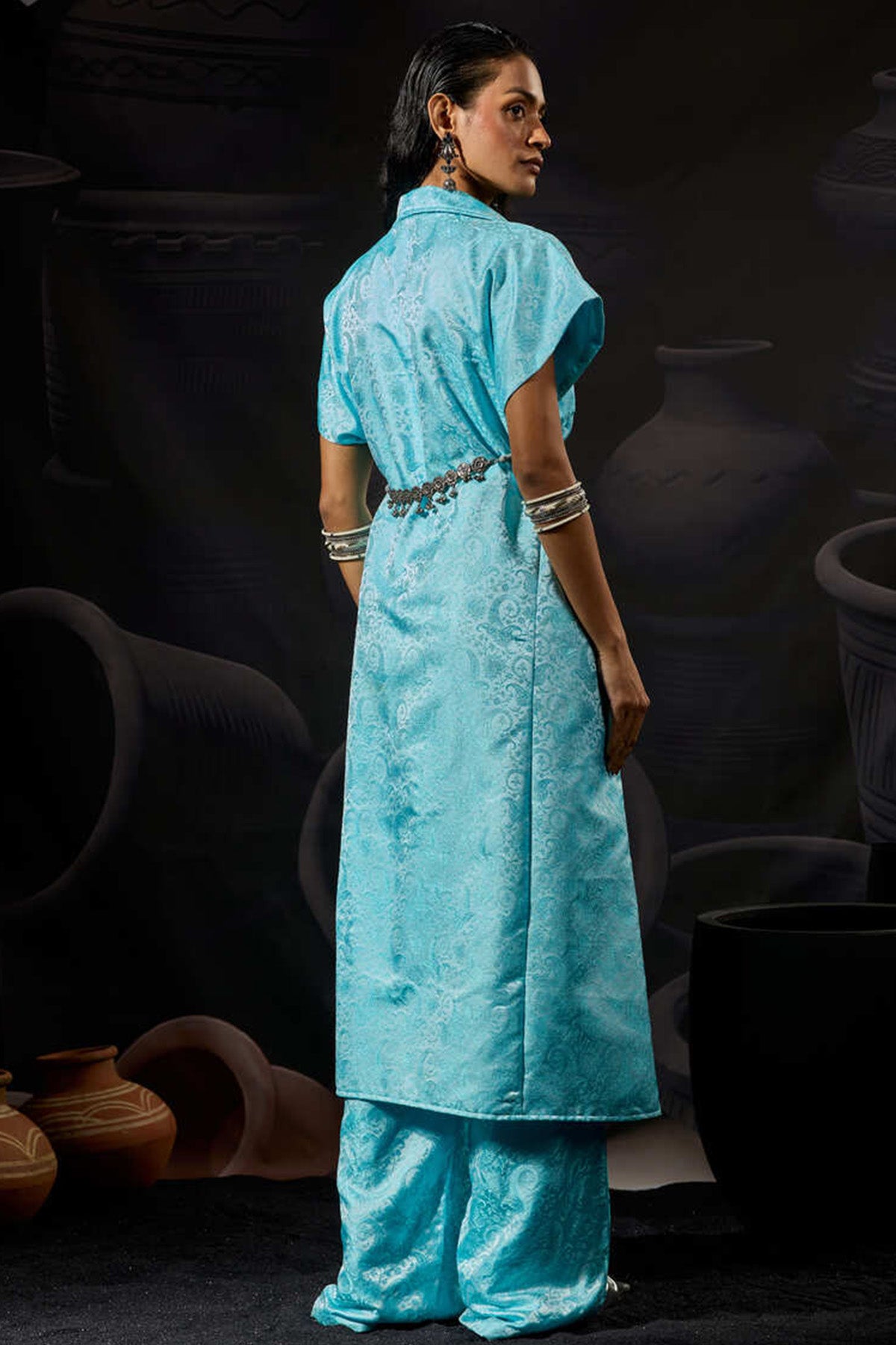 Blue Cotton Twill Paisly Jacket