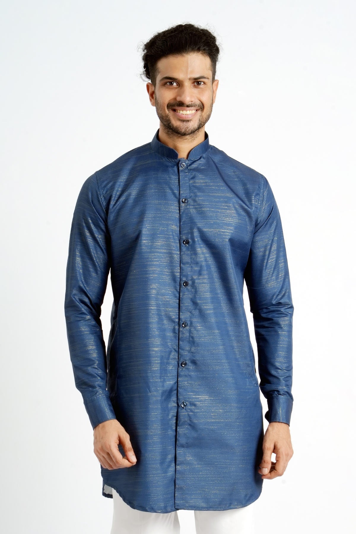 Buy Blue Cotton Zari Detailed Kurta for men by Aastha Fashion online available at scrollnshops