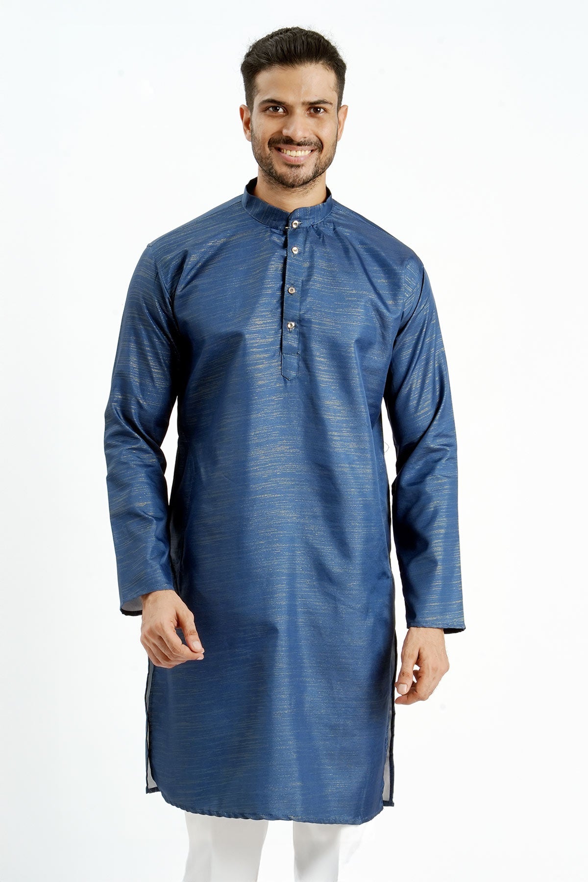 Buy Blue Cotton Zari Worked Kurta for men by Aastha Fashion online available at scrollnshops