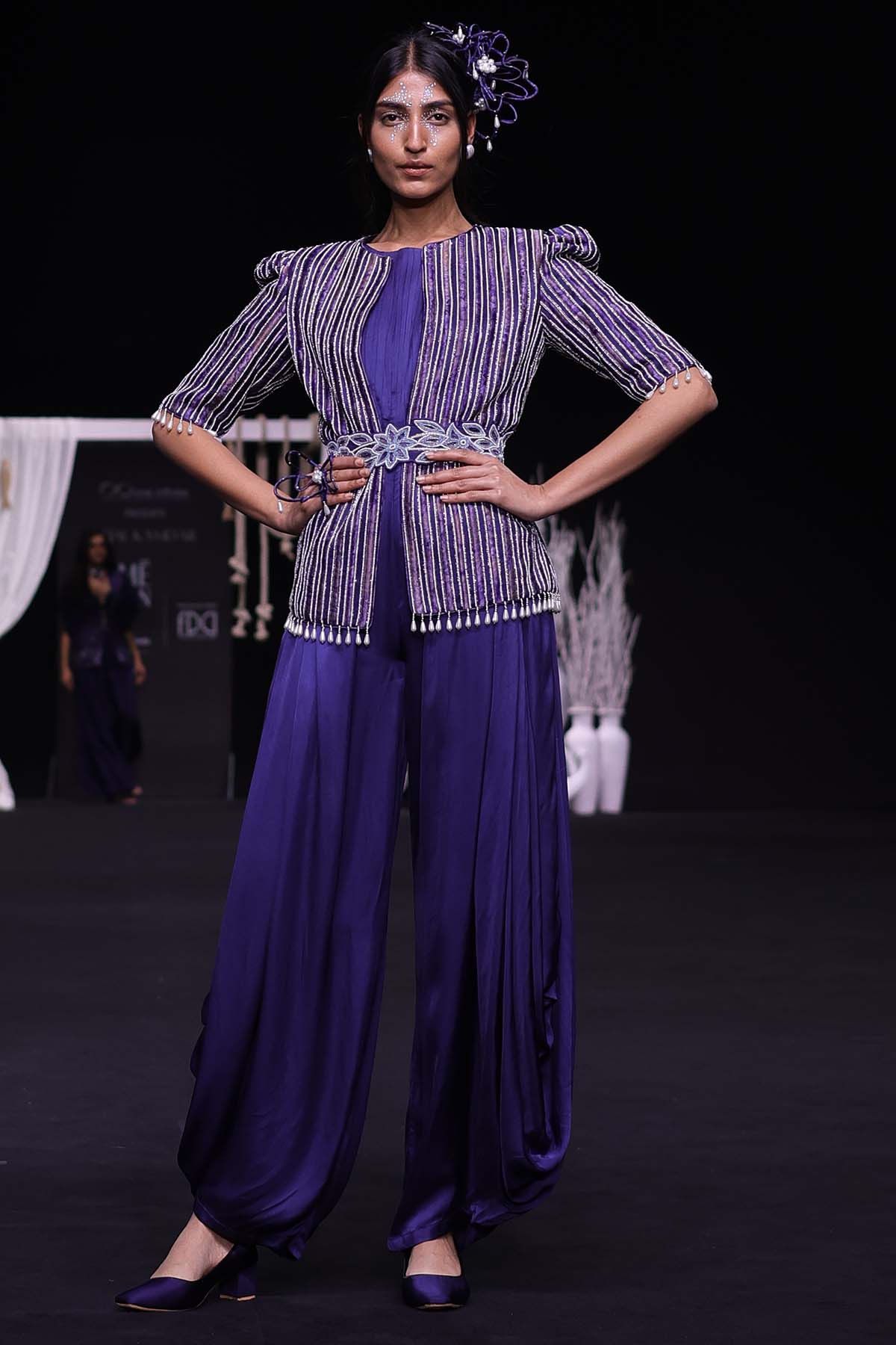 Blue Cowl Jumpsuit & Jacket