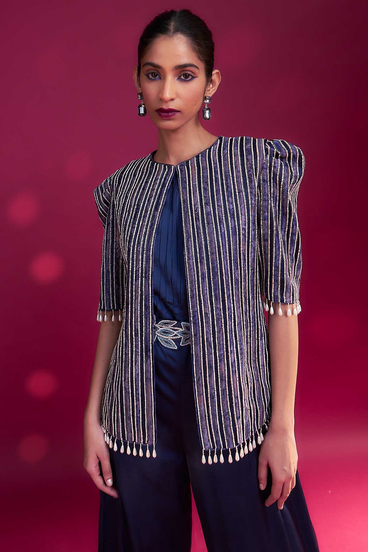 Blue Cowl Jumpsuit & Jacket