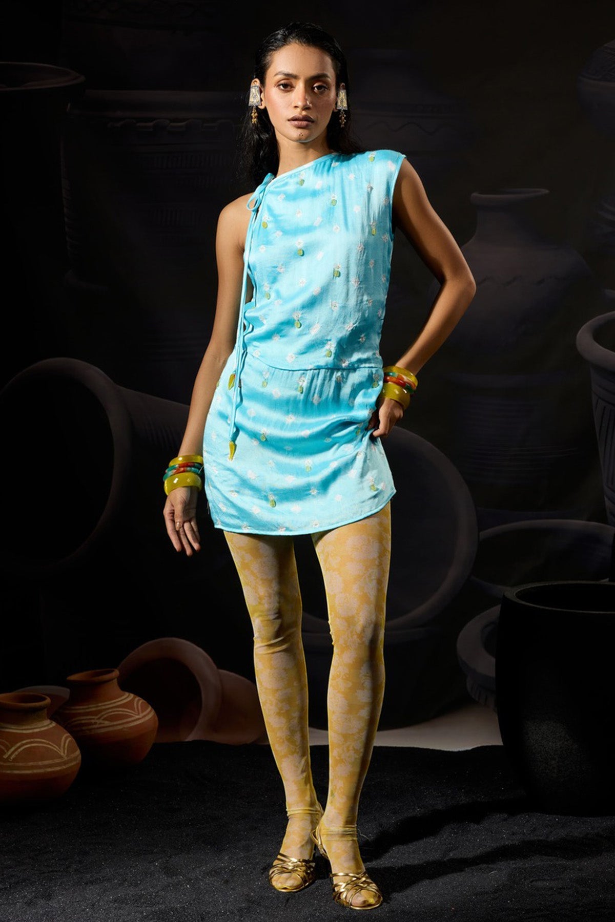 Buy Blue Crafted Tie Dye Mini Dress for women by ADK online available at scrollnshops