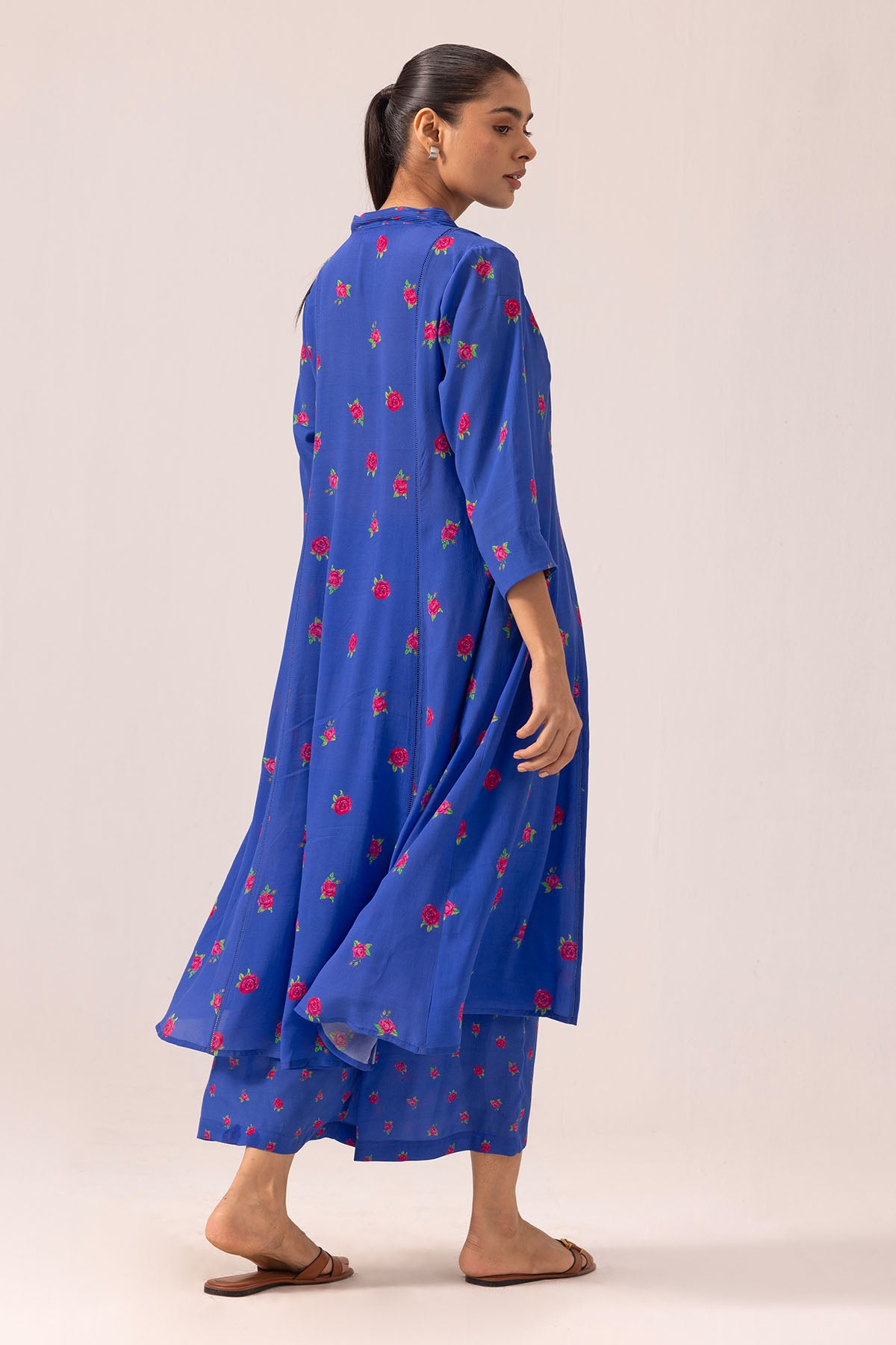 Blue Crepe Pintuck Kurta Set