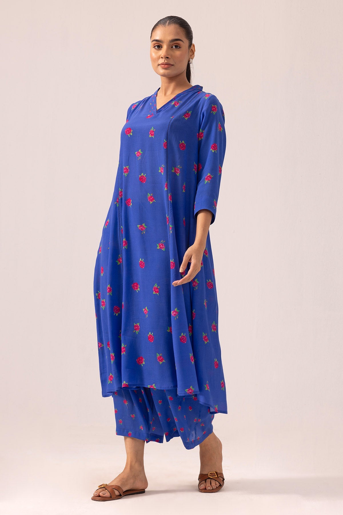 Buy Blue Crepe Pintuck Kurta Set By Label Shreya Sharma For Women Online at ScrollnShops