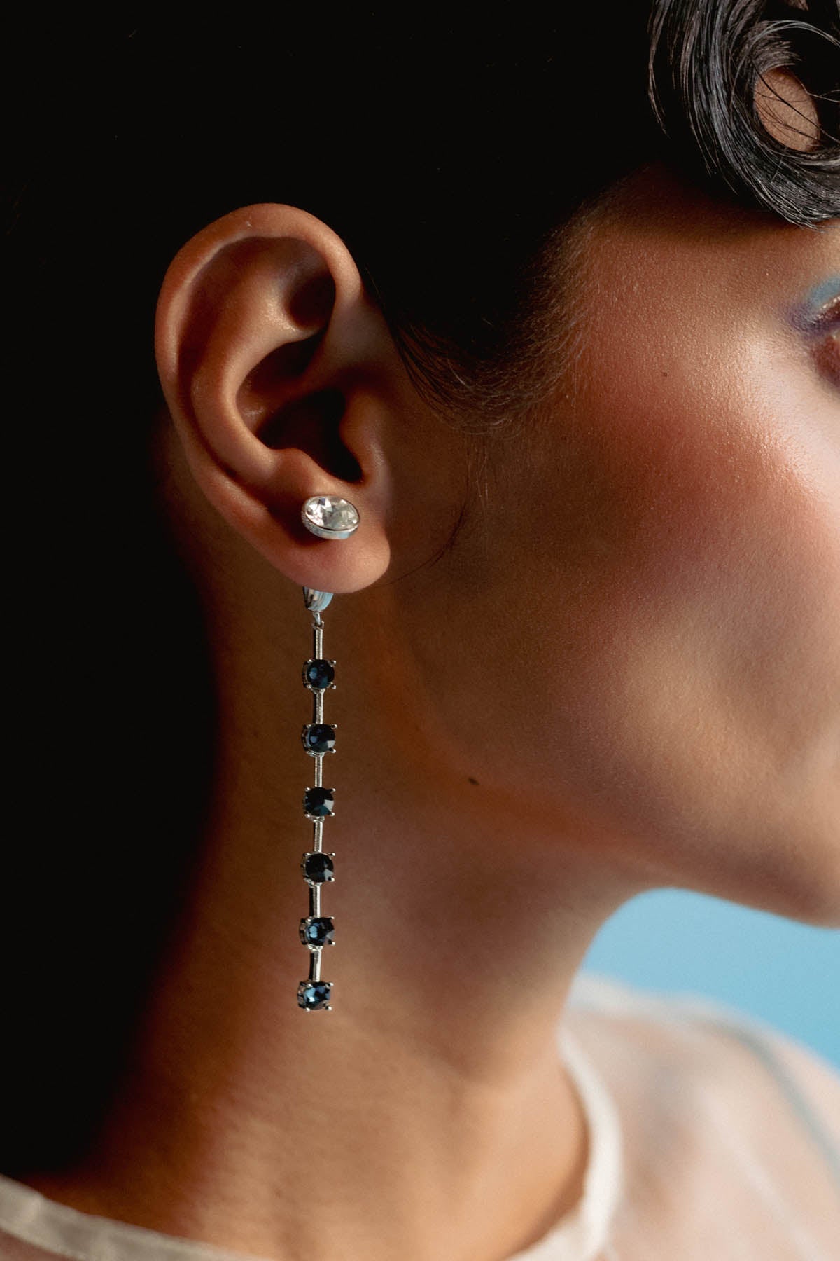 Buy Blue Crystal Danglers For Women Online at ScrollnShops