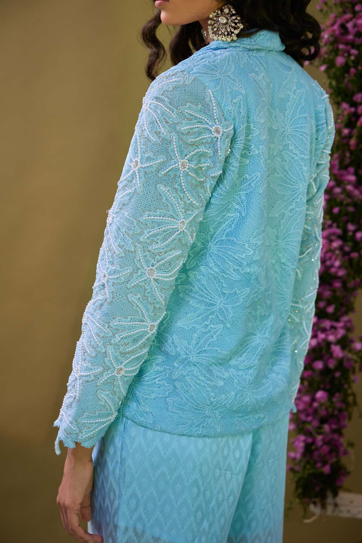 Blue Cut Work Blazer & Pants