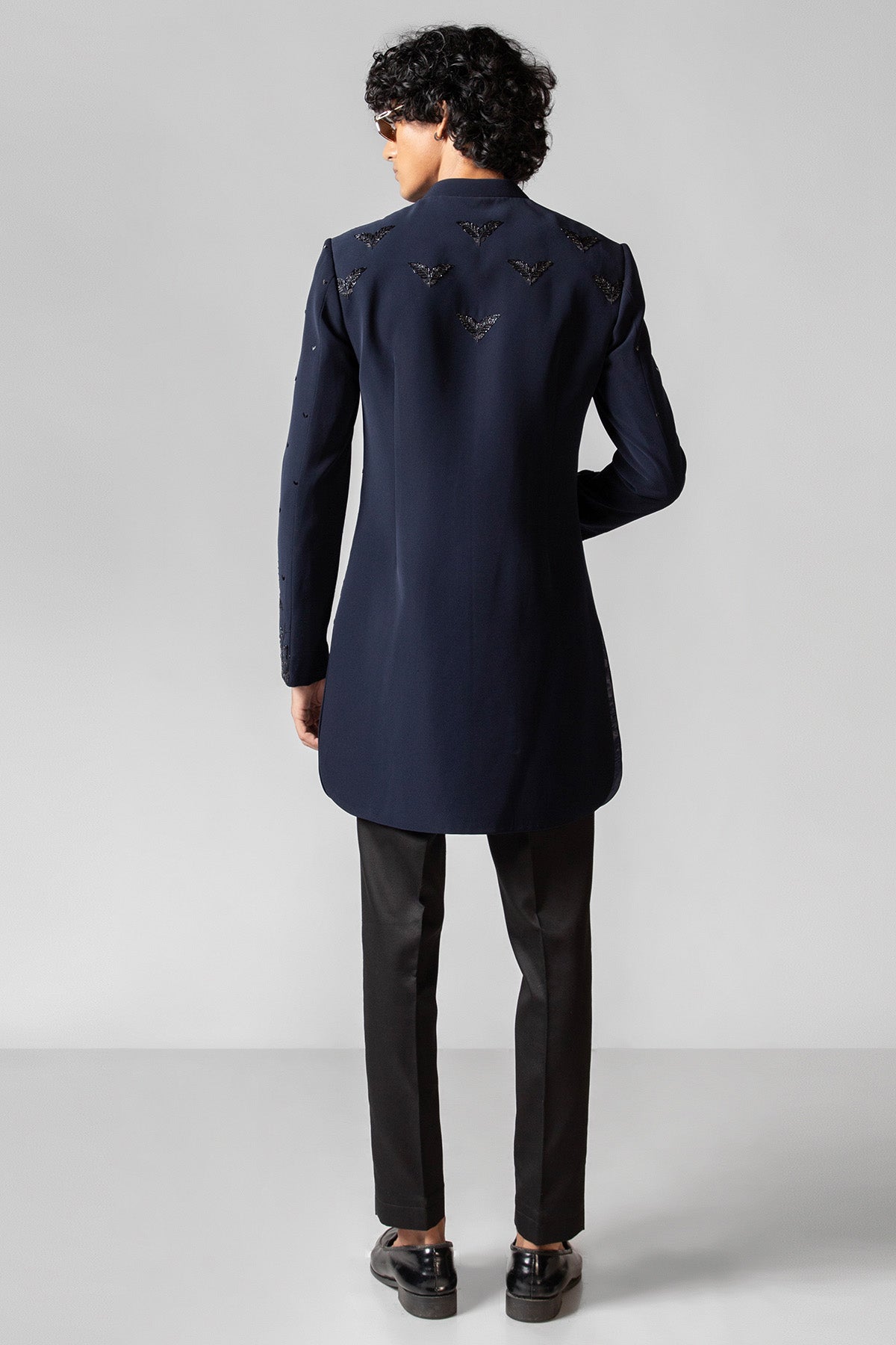 Blue Cutdana & Dabka Achkan Set